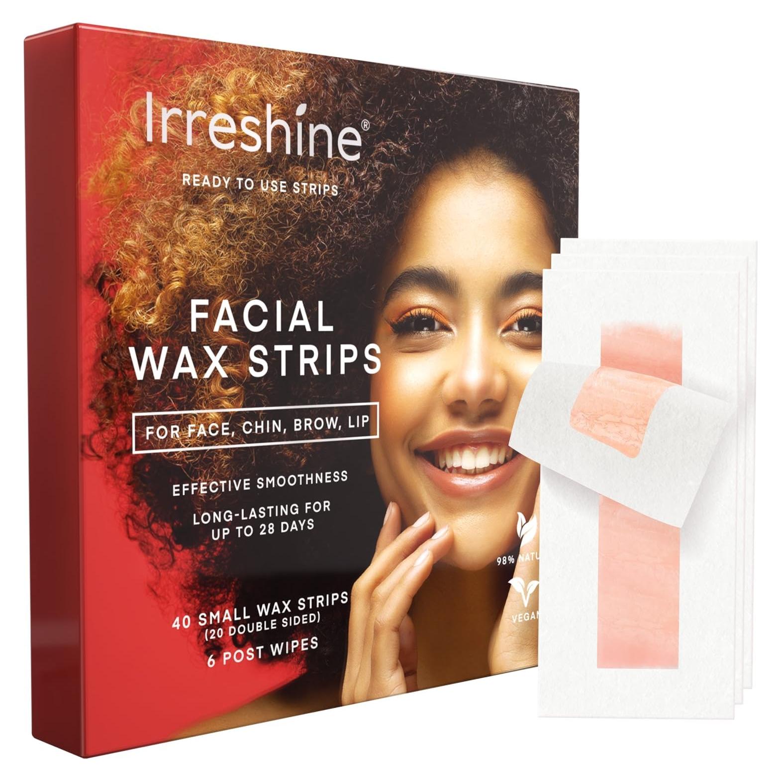 Tiras de Cera Facial Irreshine - Kit de 40 Tiras Veganas