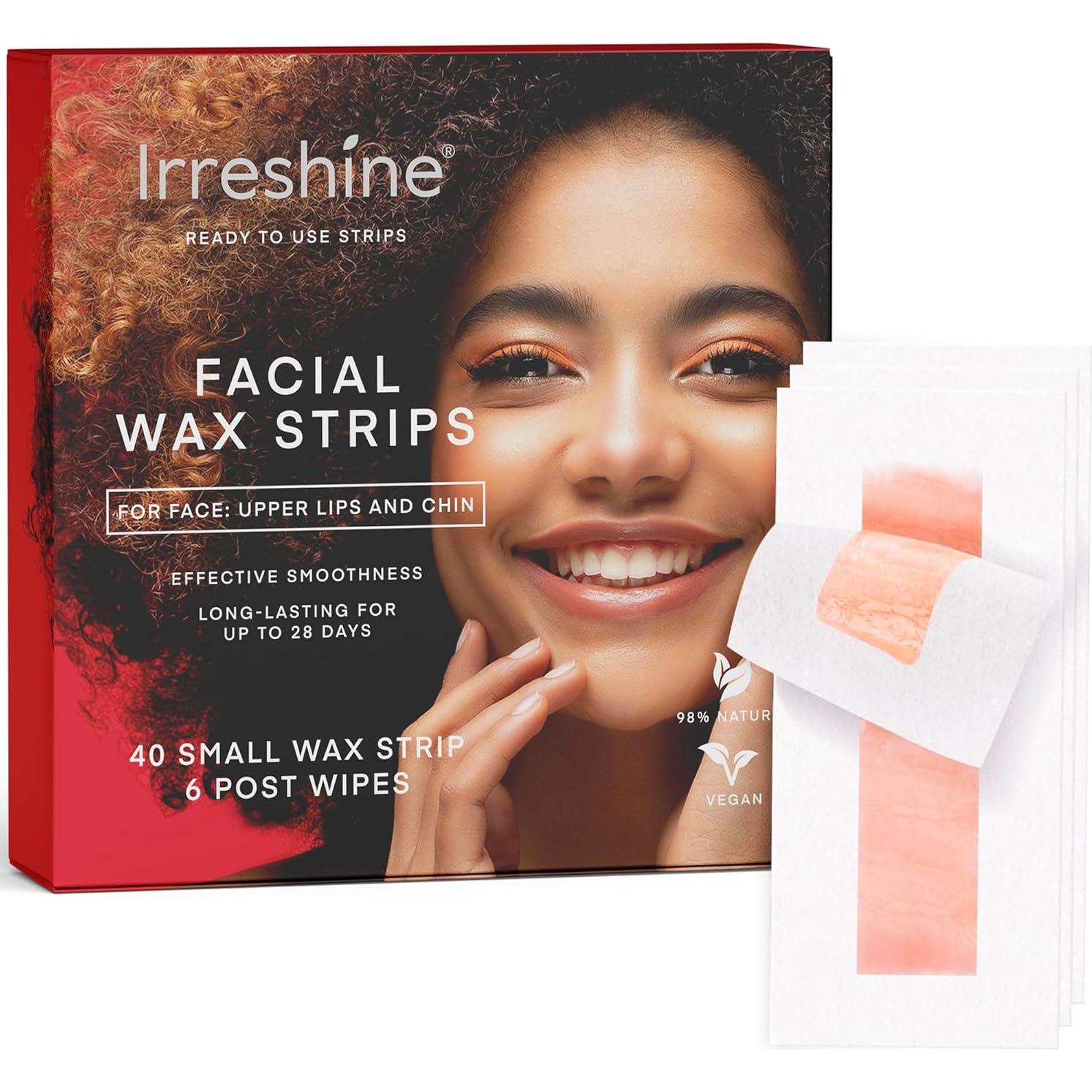 Tiras de Cera Facial Irreshine - Kit de 40 Tiras Veganas