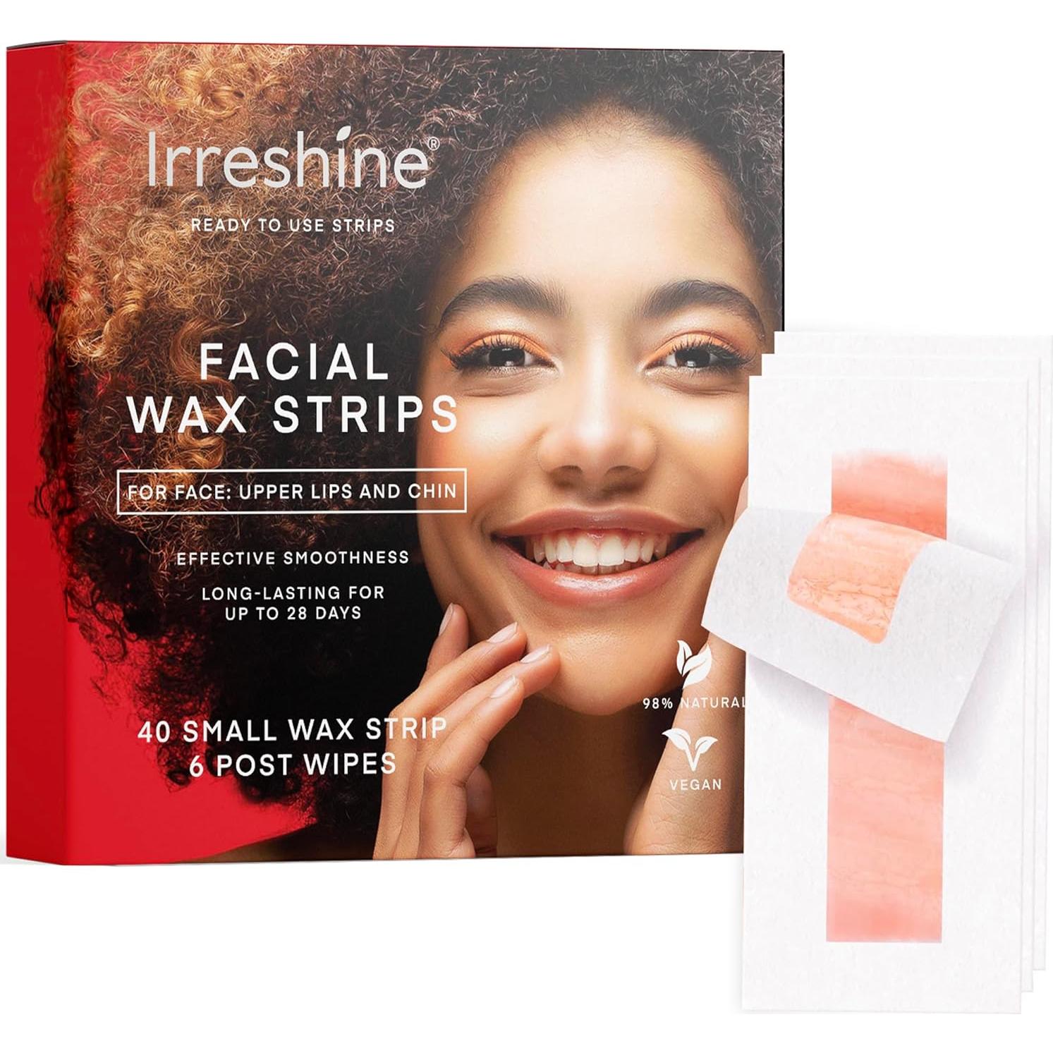 Tiras de Cera Facial Irreshine - Kit de 40 Tiras Veganas