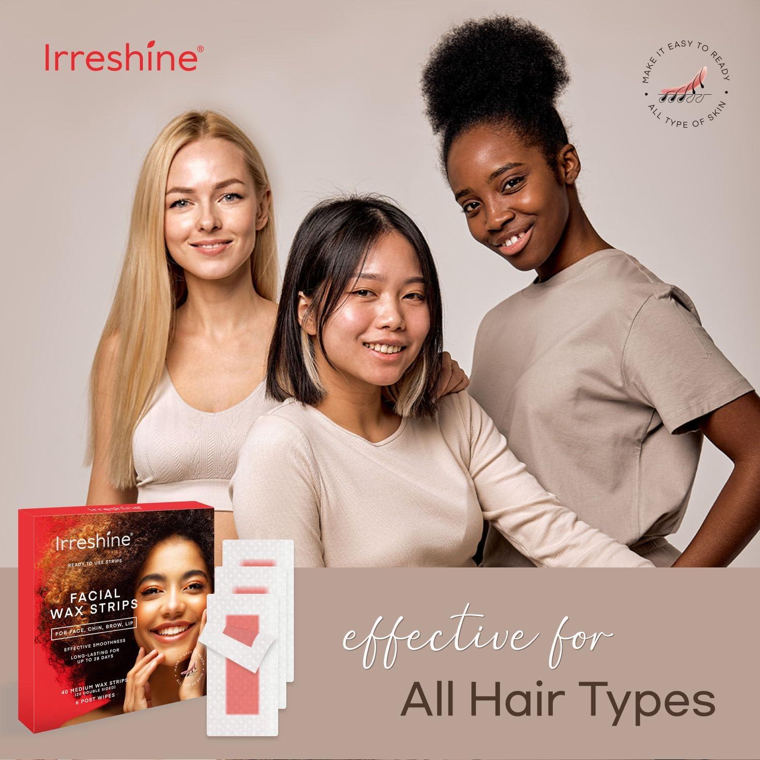 Tiras de Cera Facial Irreshine - Kit de 40 Tiras Veganas