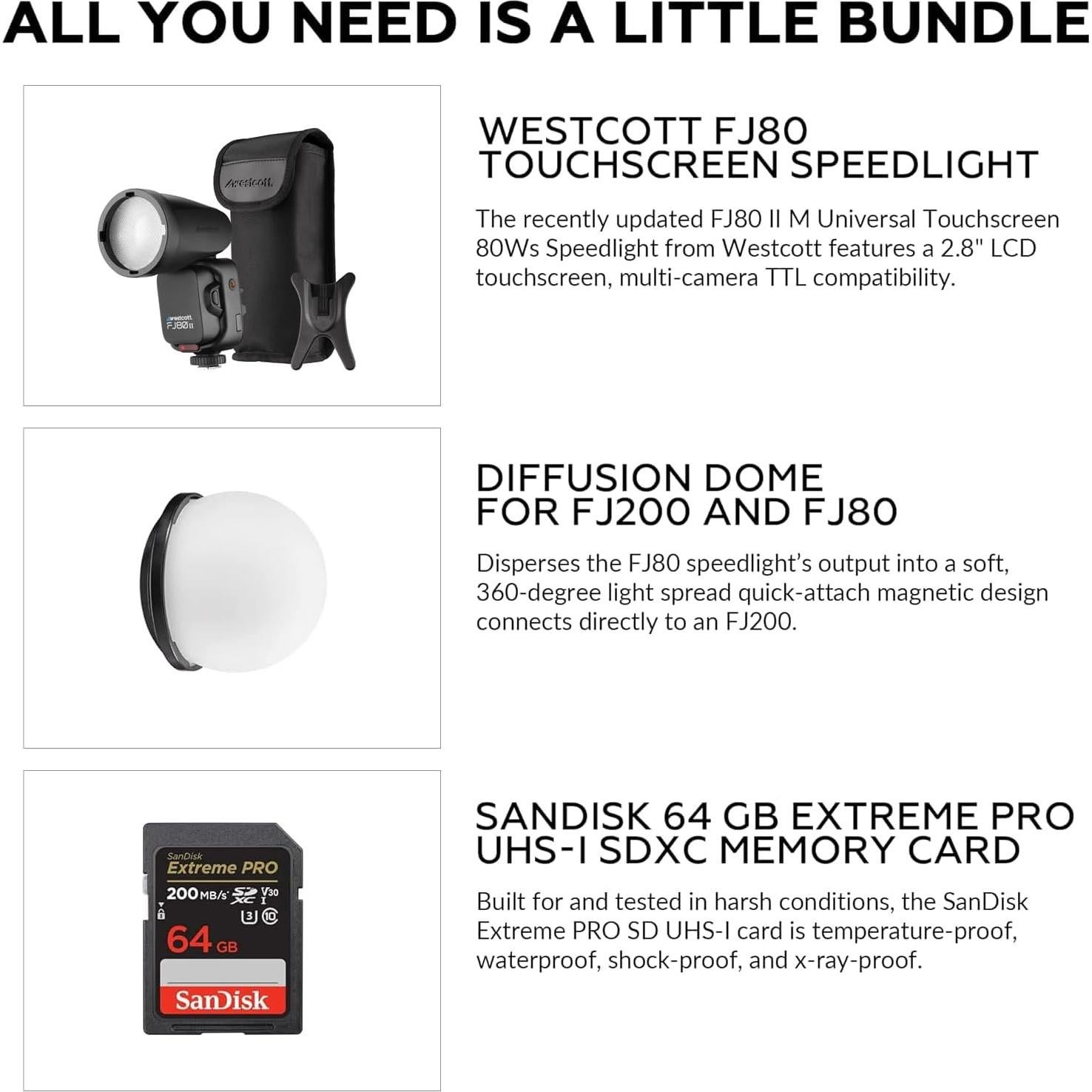 Flash Speedlight Westcott FJ80 II M 80Ws TTL con Accesorios