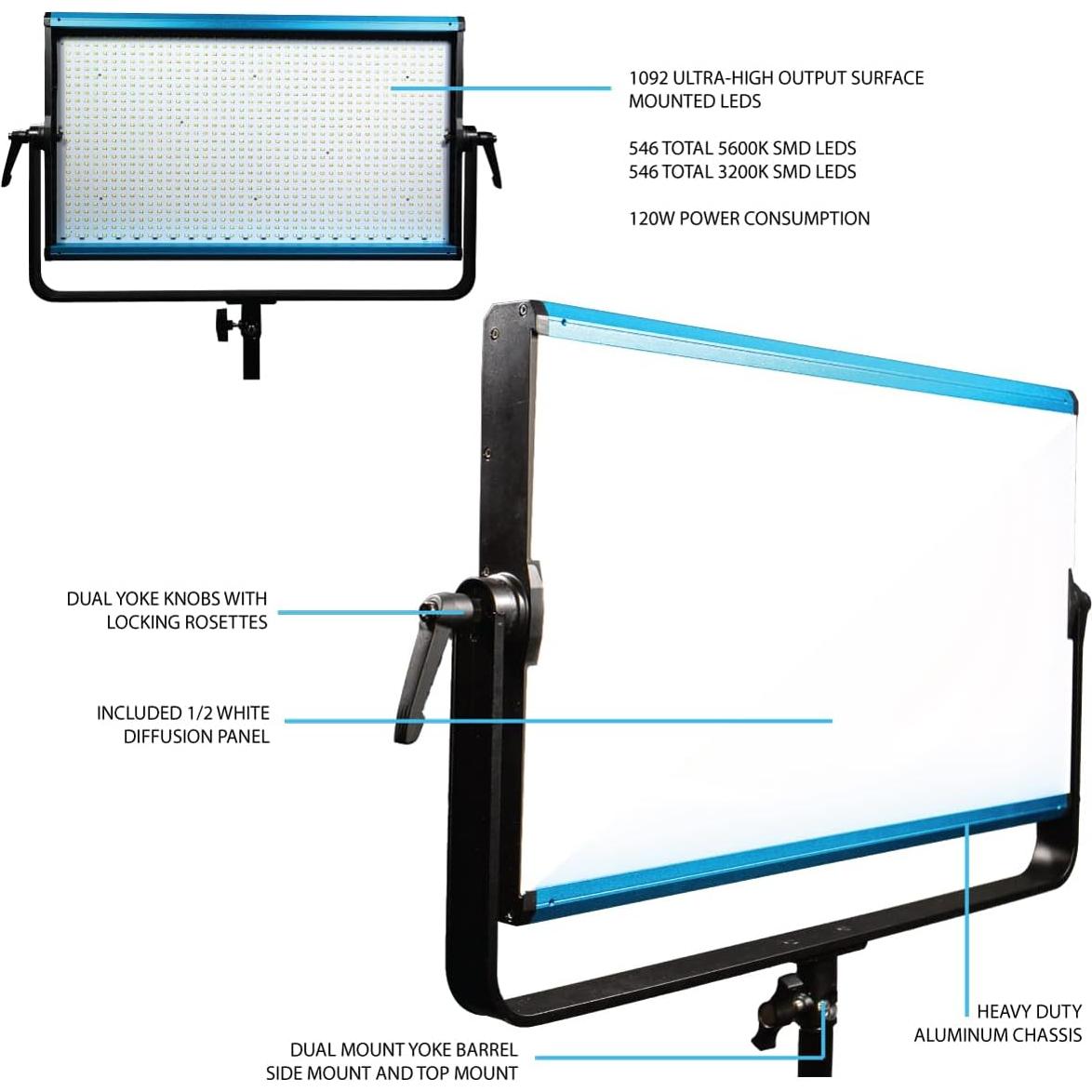 Luz de Video LED Bi-Color Dracast X Series 2000 con V-Mount