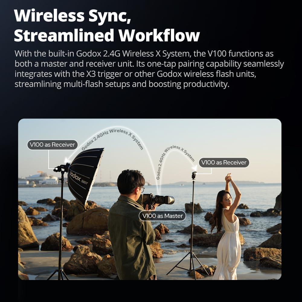 Flash Godox V100N 100Ws Pantalla Táctil para Cámara Nikon