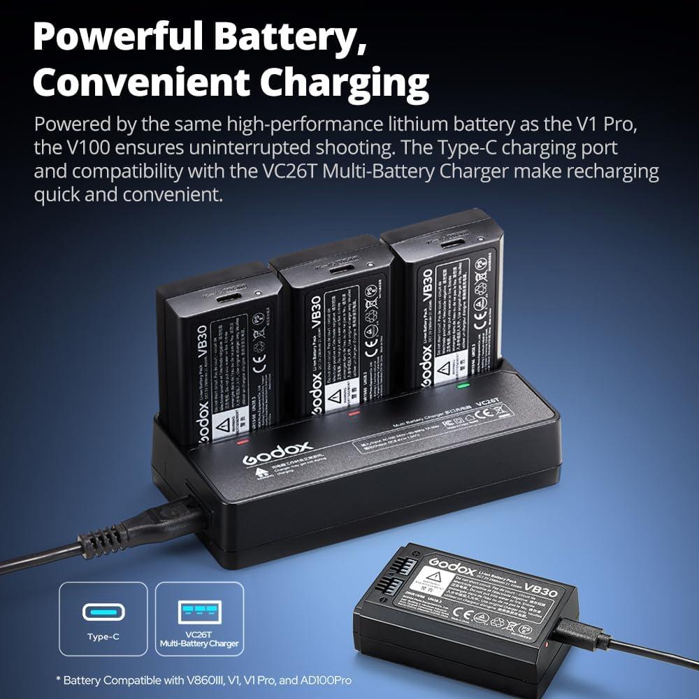 Flash Godox V100N 100Ws Pantalla Táctil para Cámara Nikon