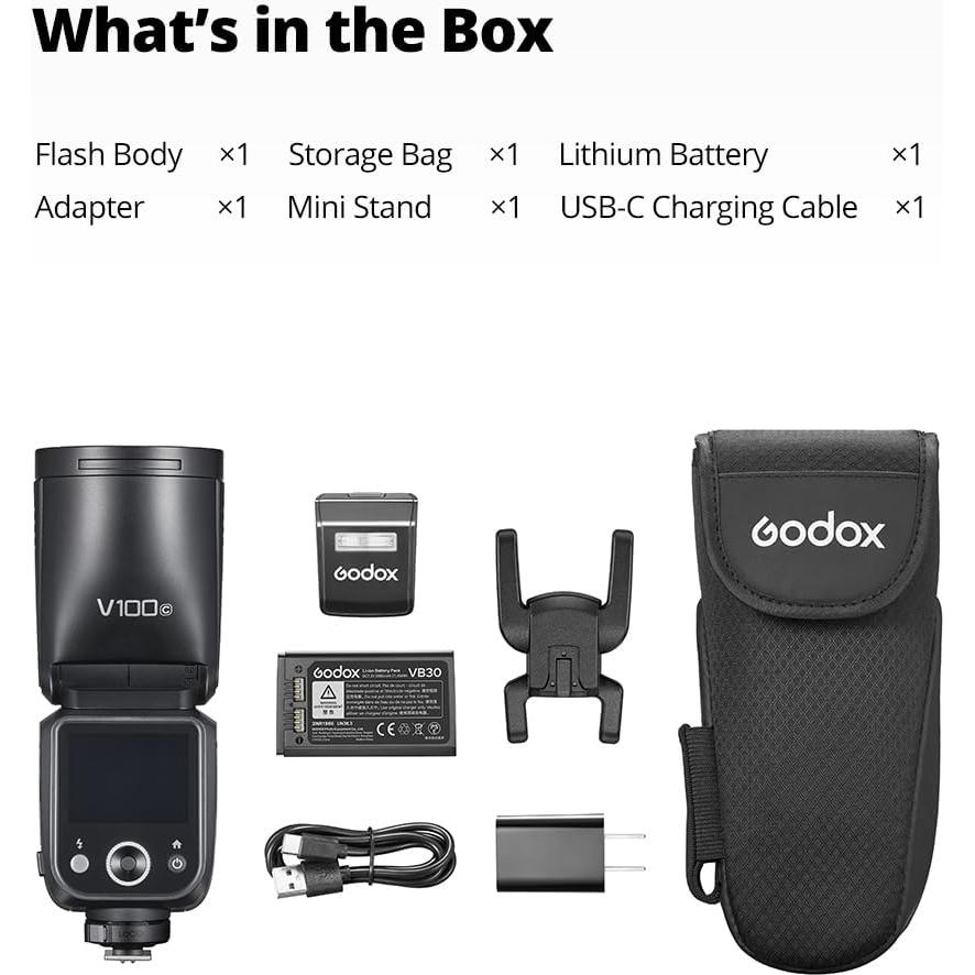 Flash Godox V100N 100Ws Pantalla Táctil para Cámara Nikon