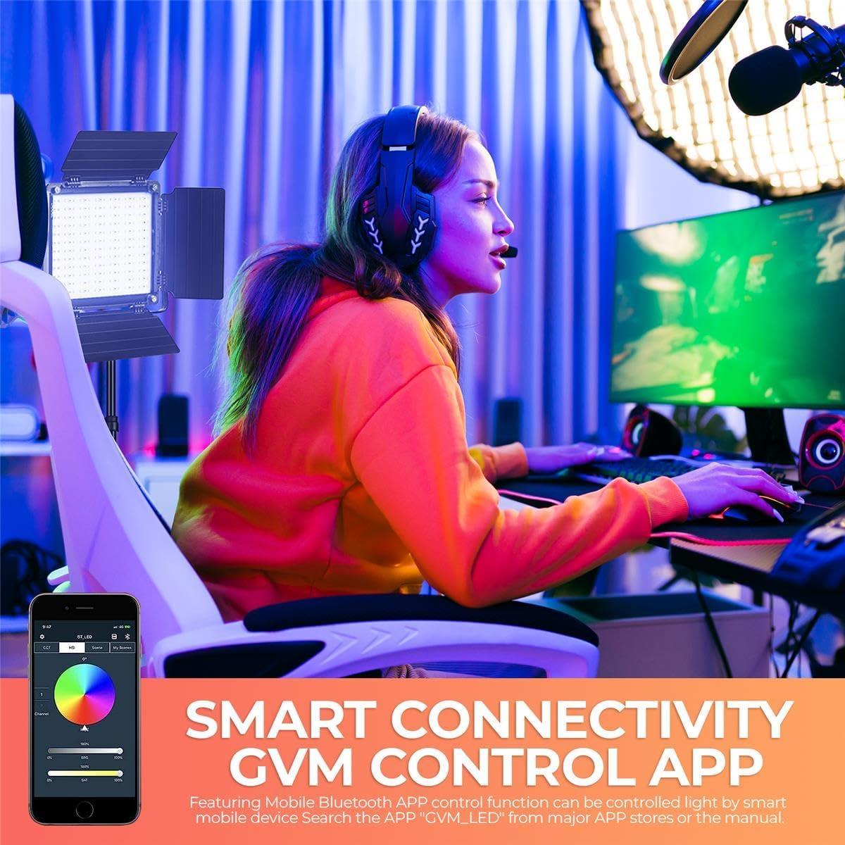 Kit de Luz LED 800D-RGB GVM Bi-Color 40W con Control APP