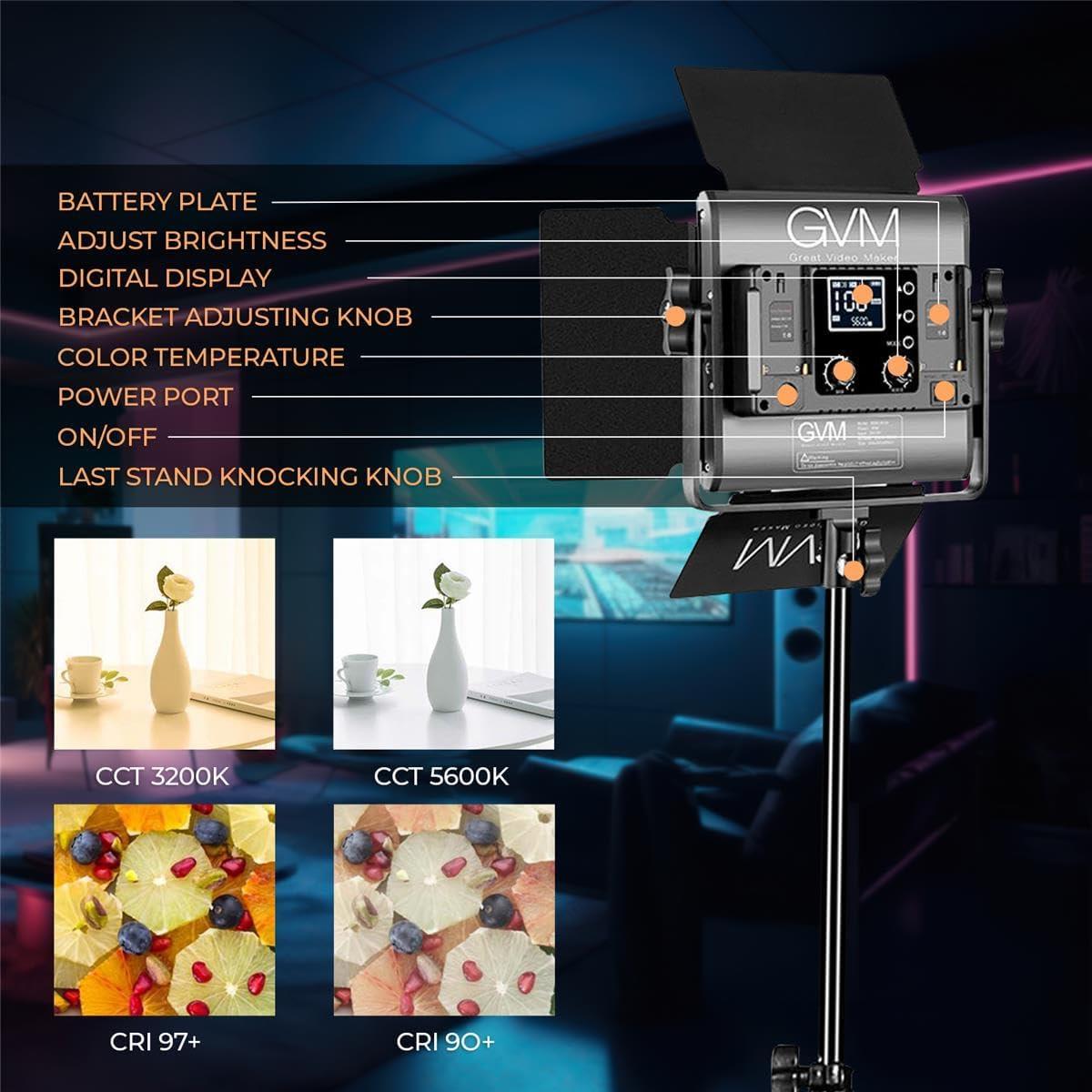 Kit de Luz LED 800D-RGB GVM Bi-Color 40W con Control APP