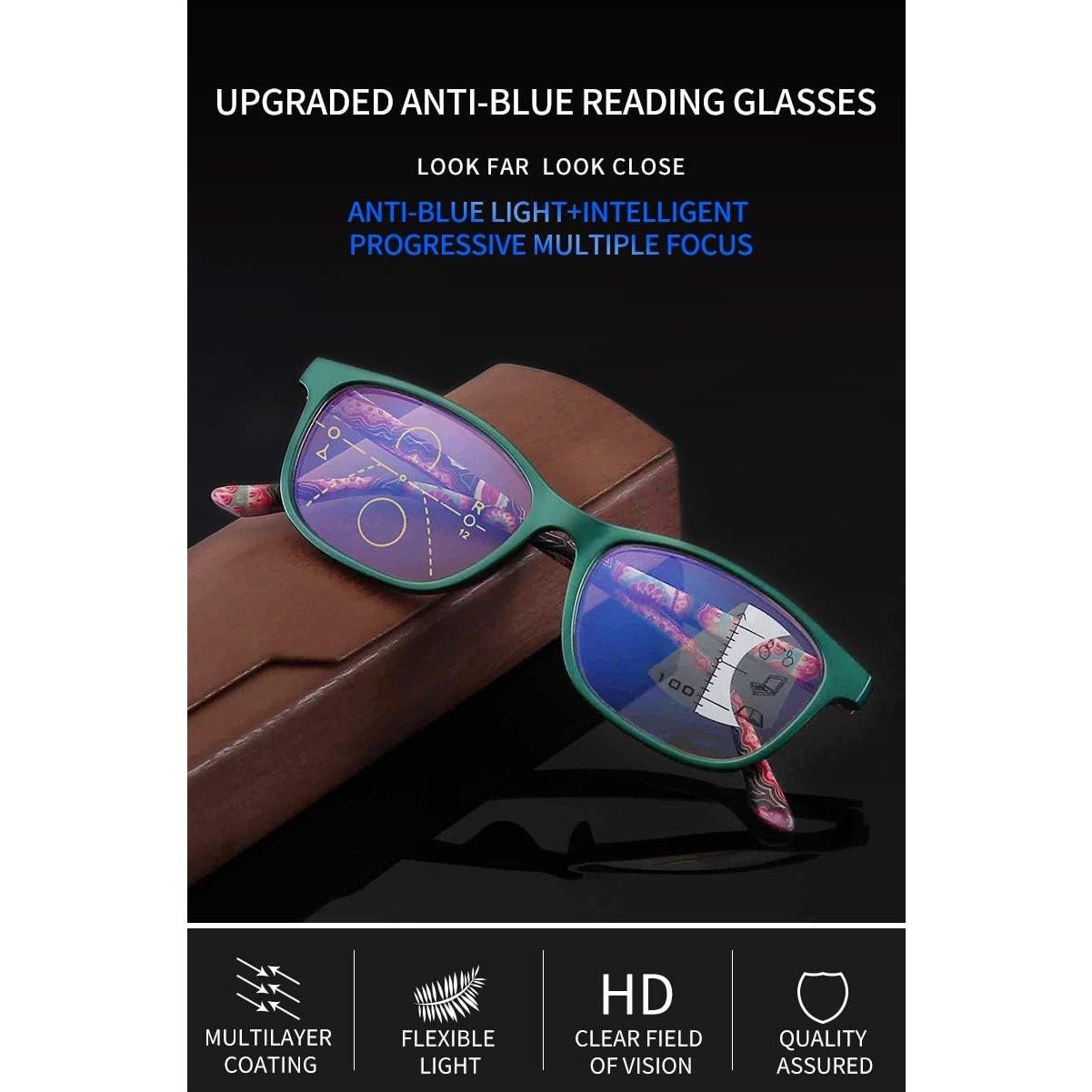 Gafas de lectura progresivas multifocales SIADEE 3.0X Verde