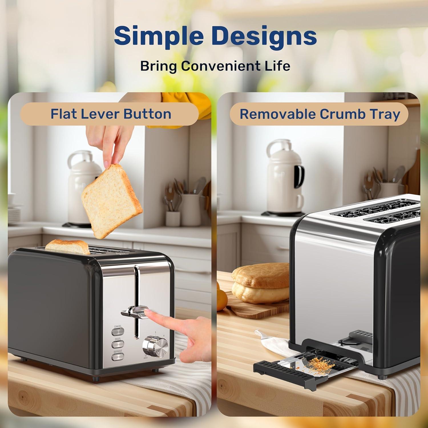 Tostadora Simple Deluxe Acero Inoxidable 2 Rebanadas 6 Niveles