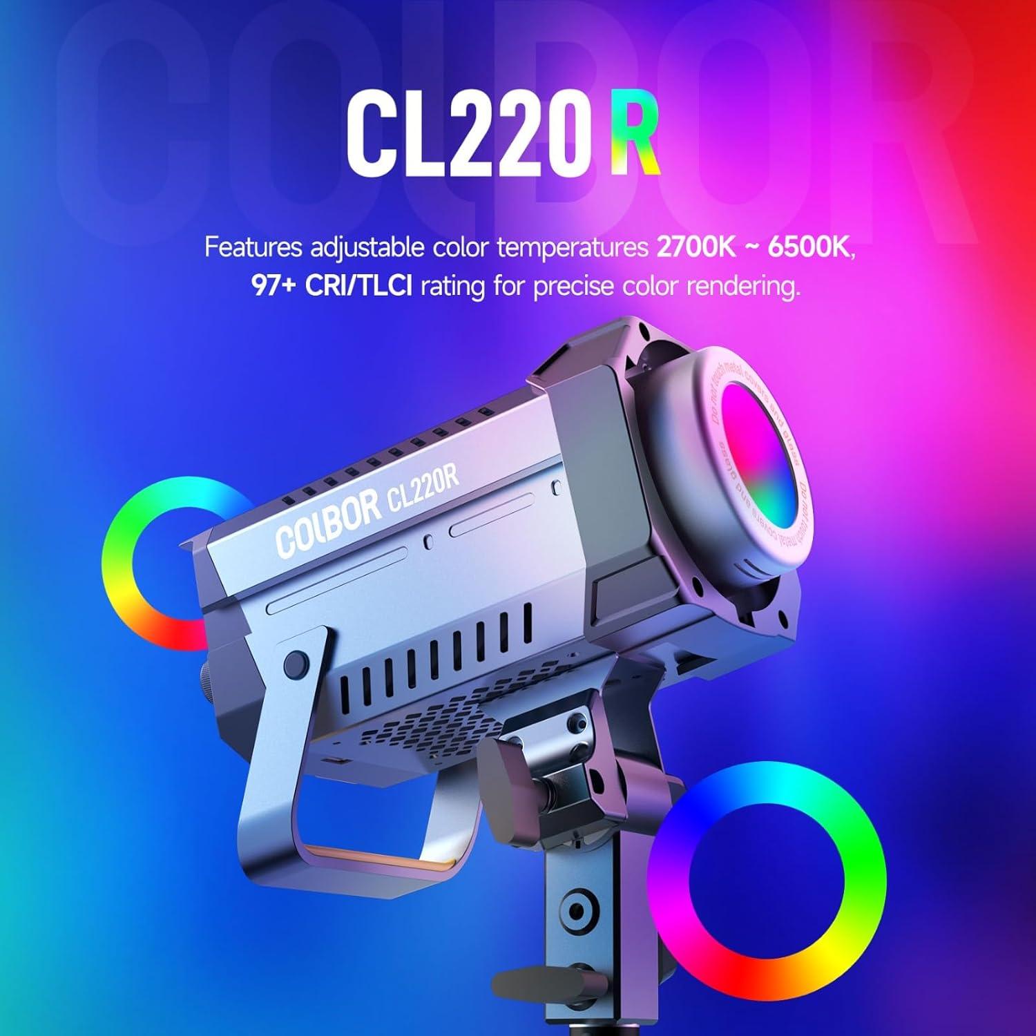 Luz LED RGB Colbor CL220R 220W 2700K-6500K con Montaje Bowens