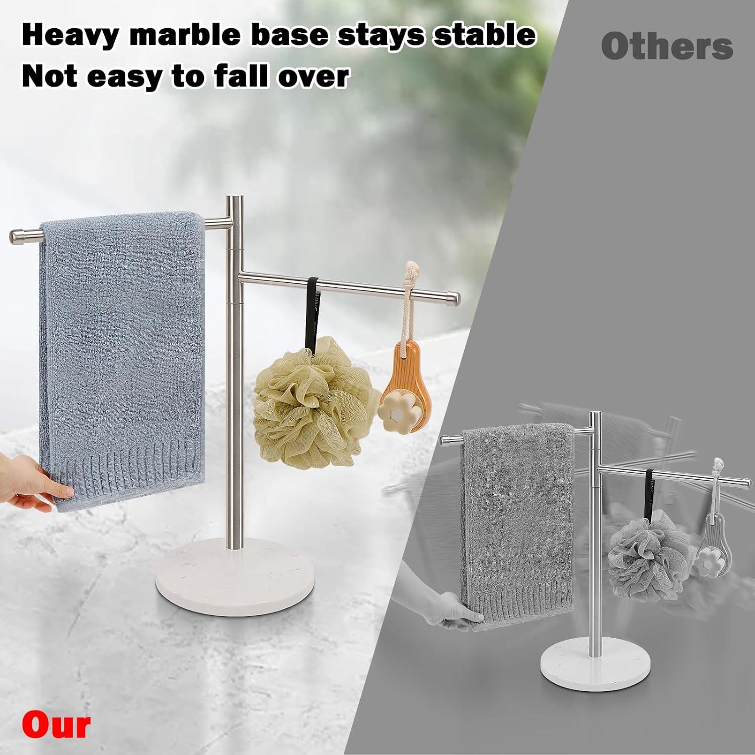 Soporte de Toalla de Mano Winmien con Base de Mármol 2 Brazos