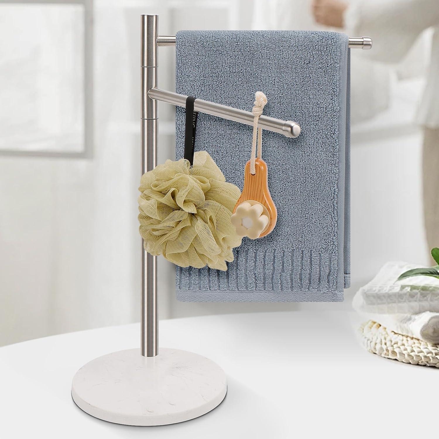 Soporte de Toalla de Mano Winmien con Base de Mármol 2 Brazos