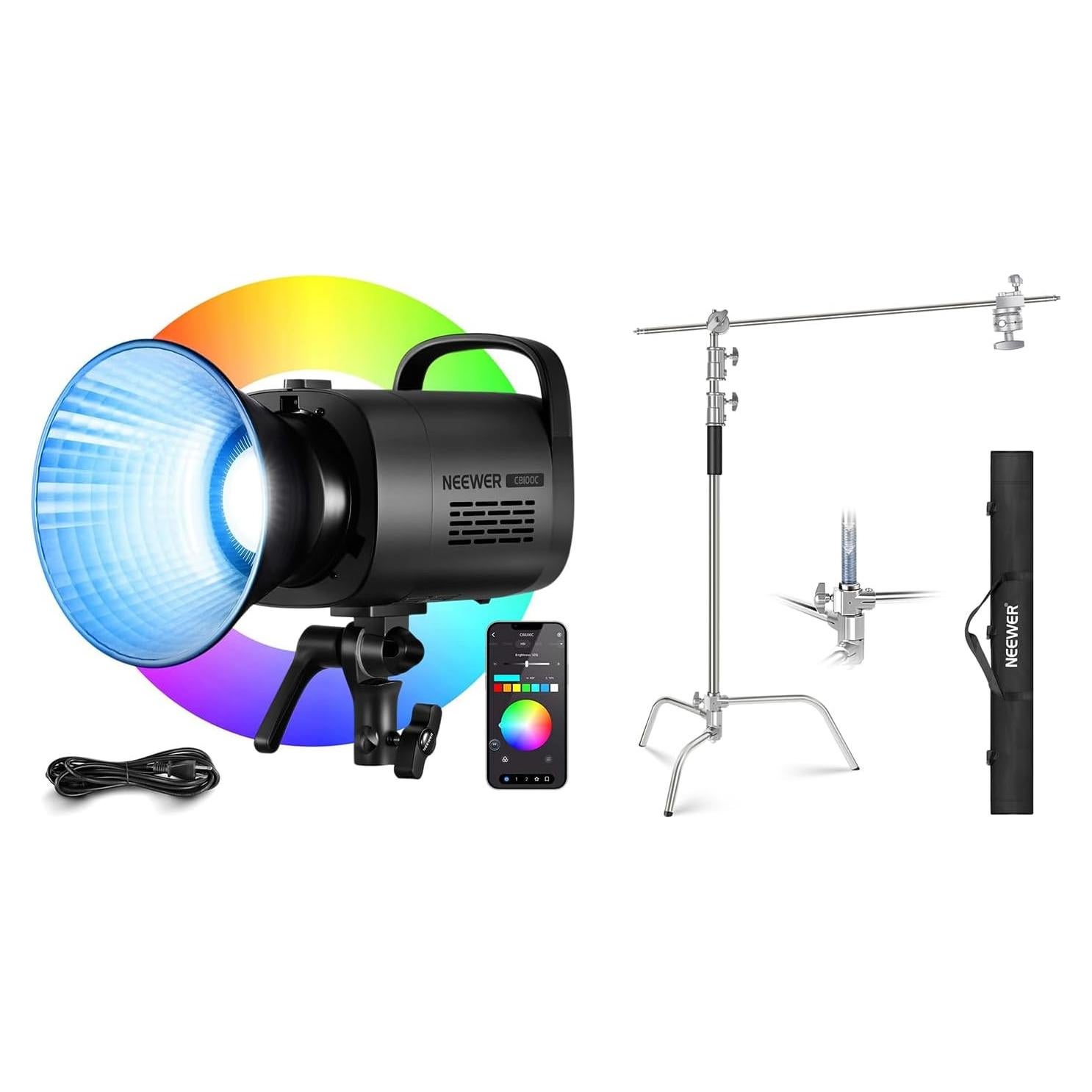 Luz LED Neewer CB100C 130W RGB 2700K-6500K con Soporte