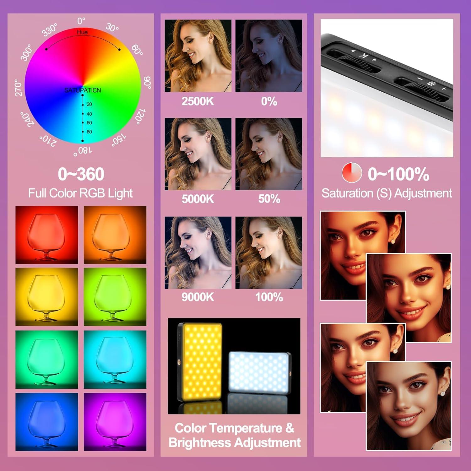 Luz LED para Selfies Meixitoy ST120 - 120 Luces, 3 Modos, Batería 5000mAh