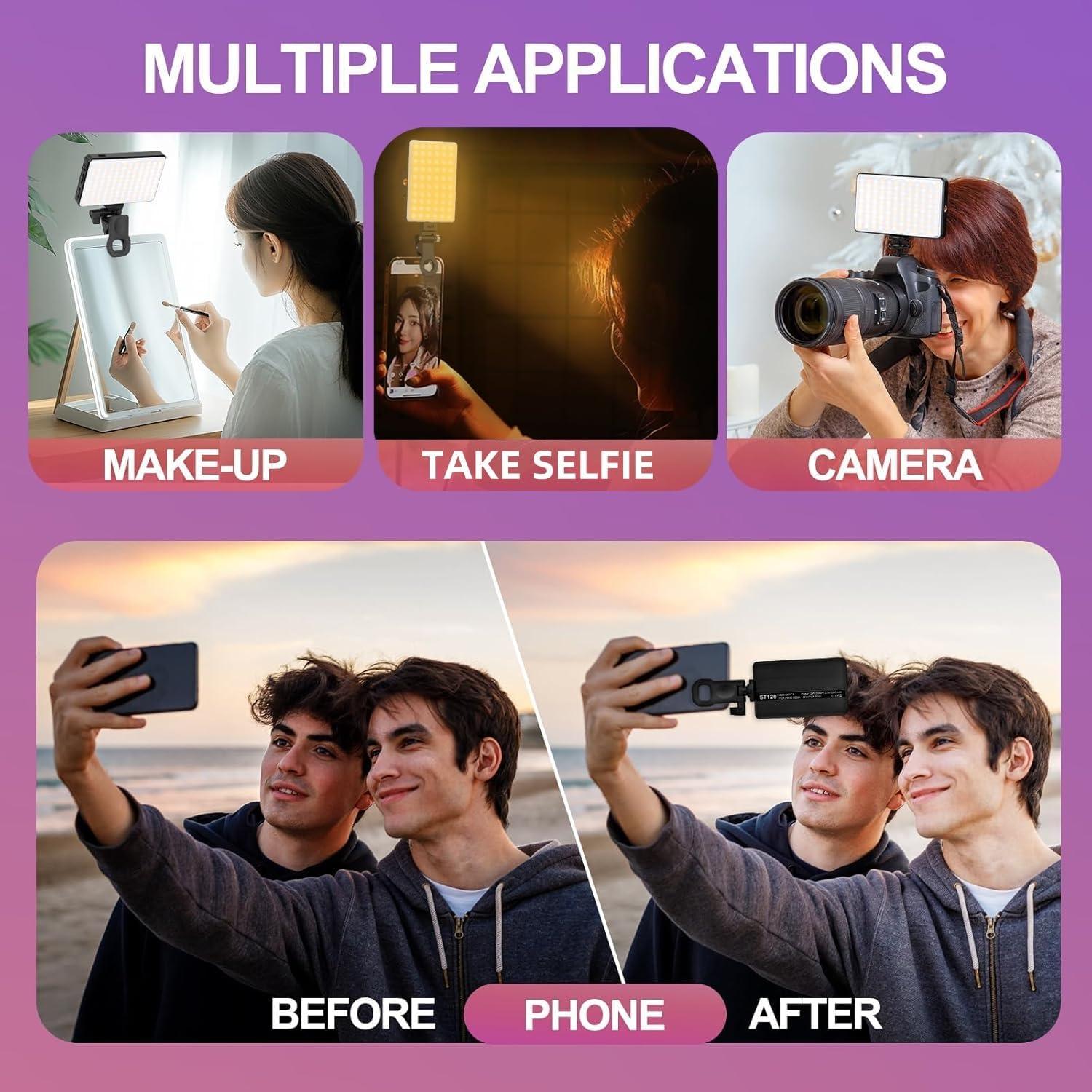 Luz LED para Selfies Meixitoy ST120 - 120 Luces, 3 Modos, Batería 5000mAh