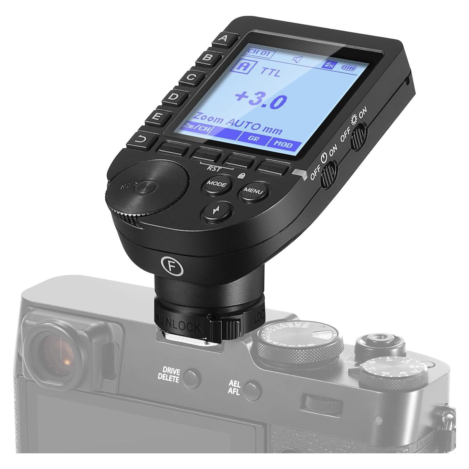 NEEWER Upgraded QPRO-F TTL Wireless Flash Trigger Compatible with Fujifilm 1/8000s HSS Slanted Large Screen 5 Group 9 Customizable Functions for Q4 Q3 Z2 Z1 Z760 NW760 S101-300W PRO/400W PRO