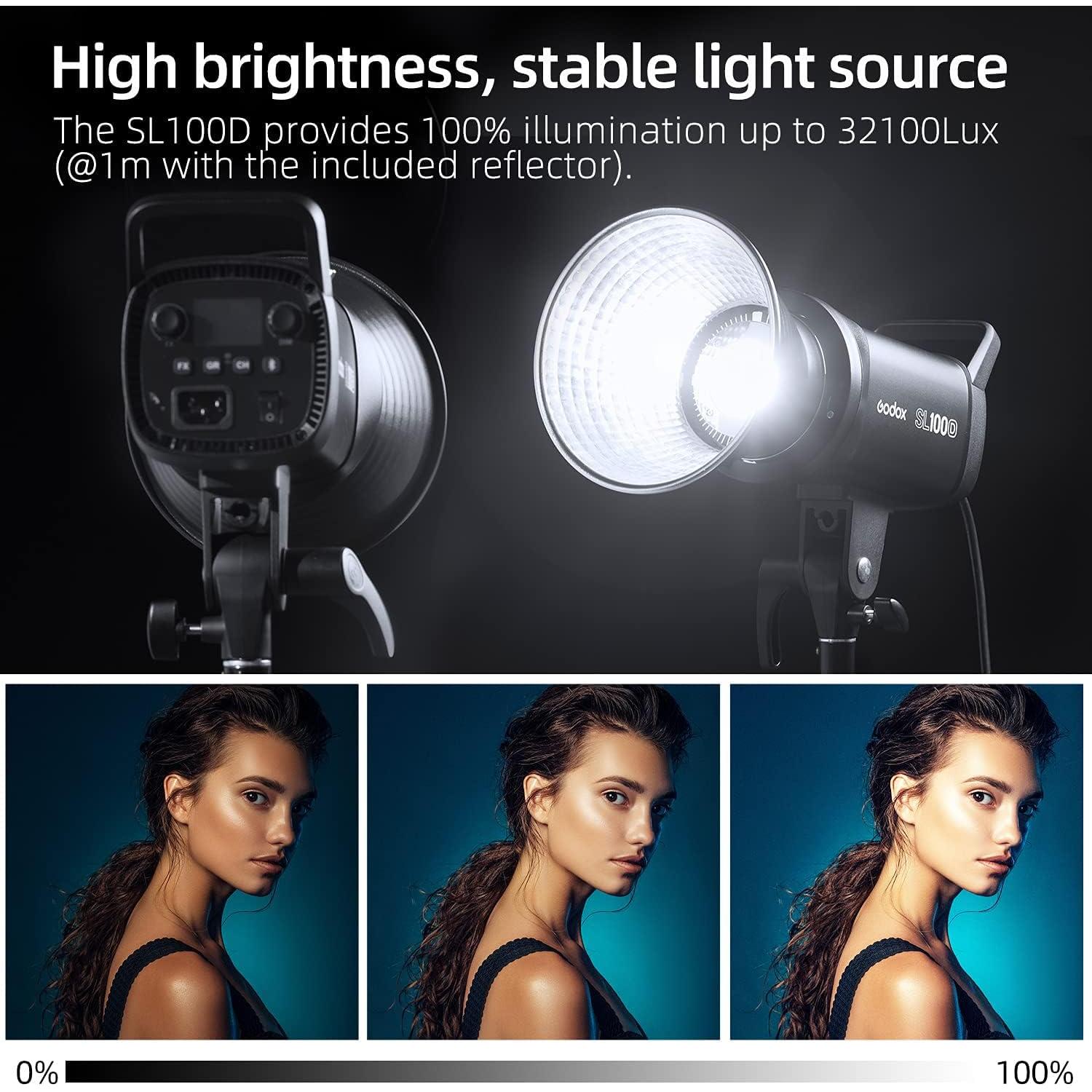 GODOX SL100D Luz de Video 5600K Compacta CRI 96 Efectos 8 Fx