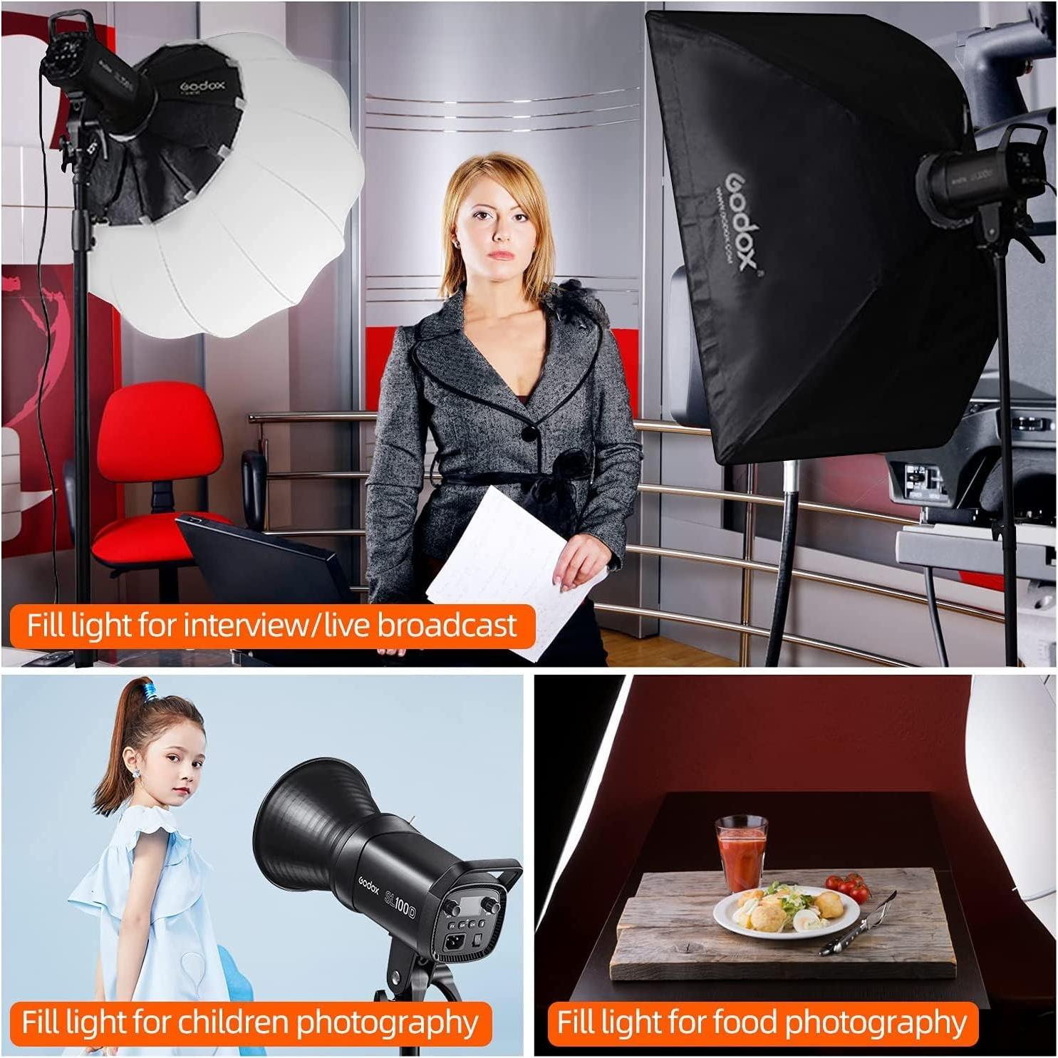 GODOX SL100D Luz de Video 5600K Compacta CRI 96 Efectos 8 Fx