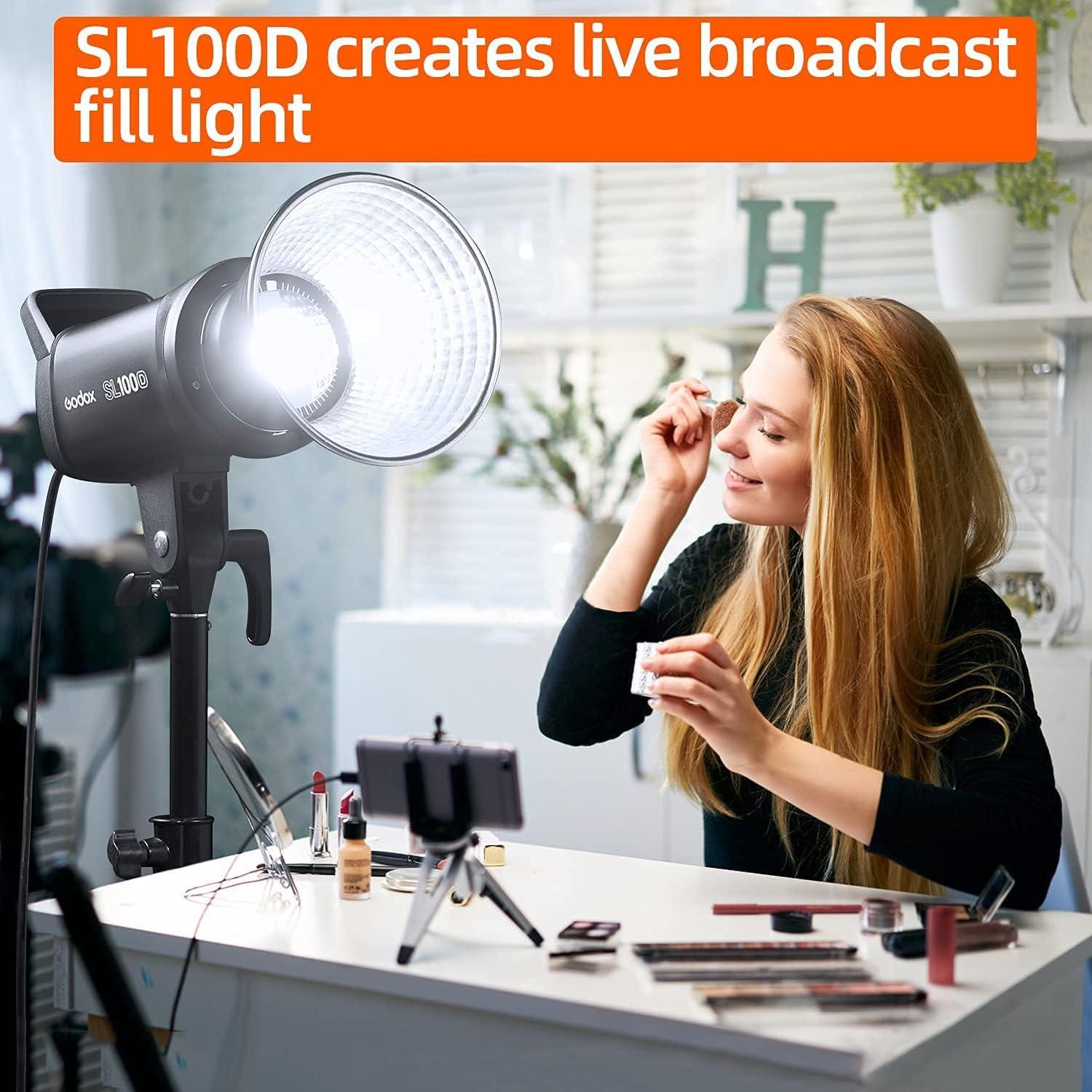 GODOX SL100D Luz de Video 5600K Compacta CRI 96 Efectos 8 Fx