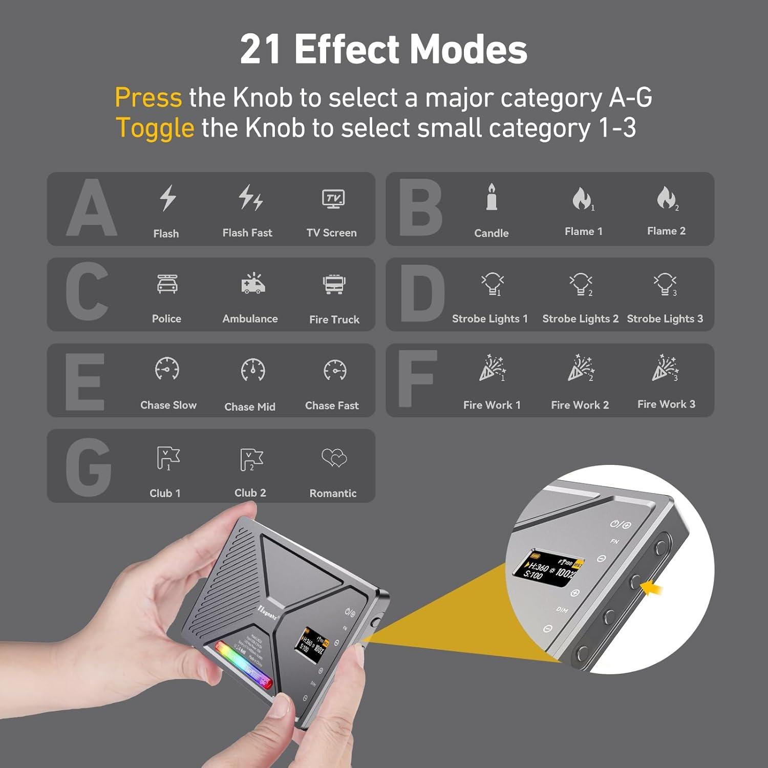 Luz de Foto RGB NA225 Nagnahz 10W Portátil 4000mAh