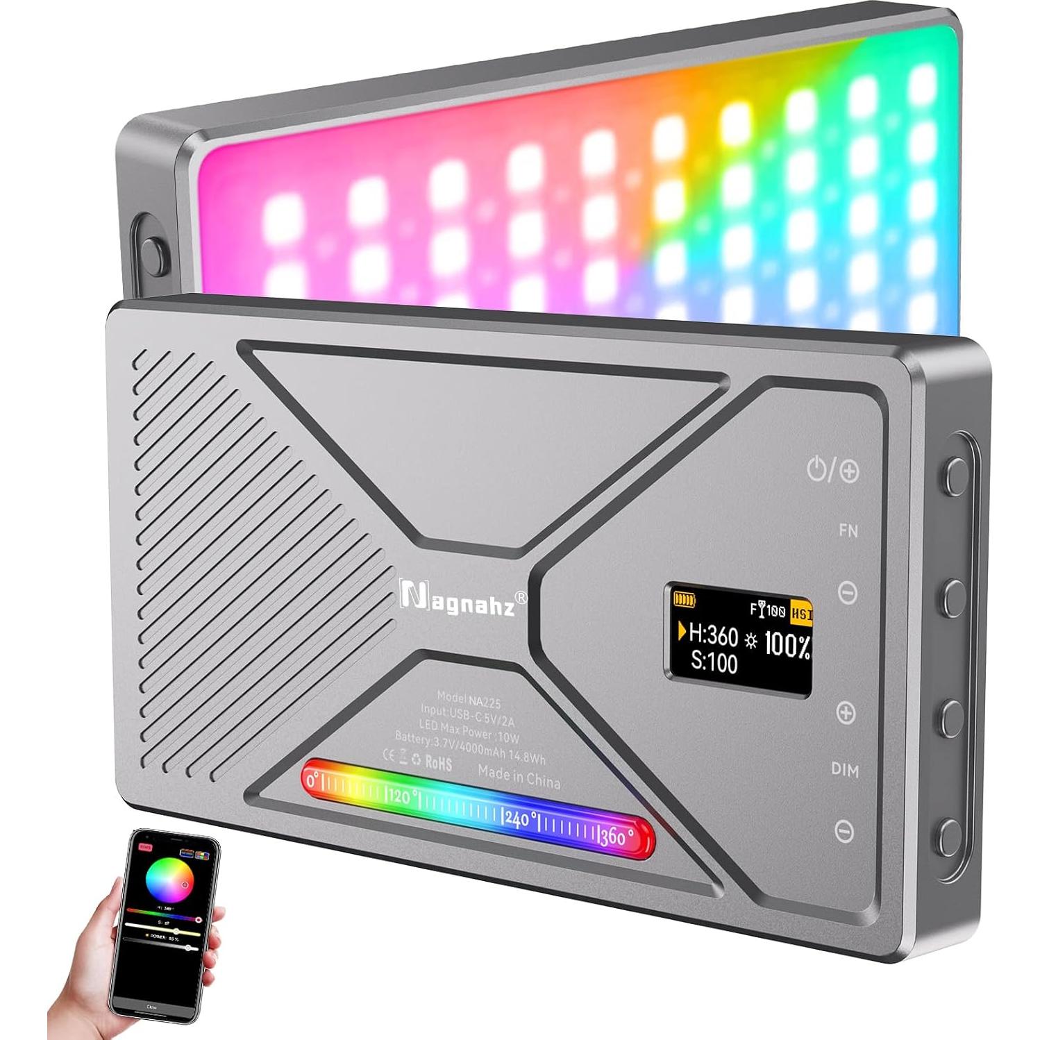 Luz de Foto RGB NA225 Nagnahz 10W Portátil 4000mAh