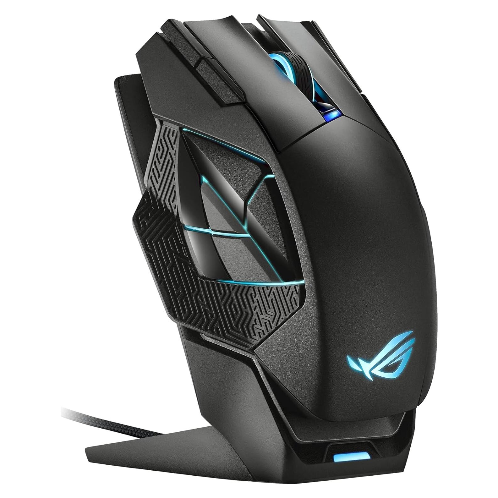 ASUS ROG Spatha X Wireless Gaming Mouse – MMO/MOBA Design, 12 Programmable Buttons, Right-Handed, 168g, Dual-Mode (Wired/2.4GHz), 19K DPI, up to 67Hr Battery, Magnetic Charging Dock, PC/Mac Support