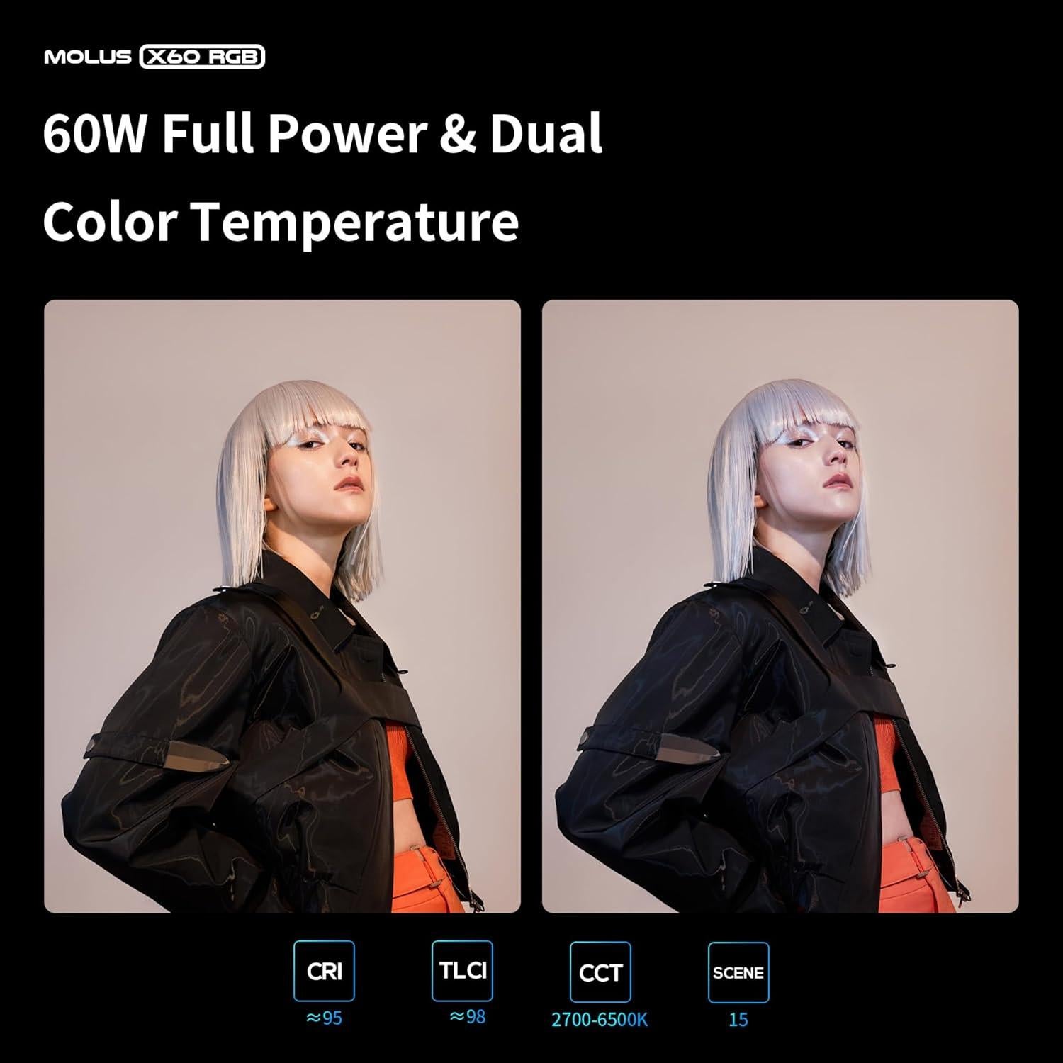 Luz de Video ZHIYUN Molus X60 RGB Combo 60W LED 2700K-6500K