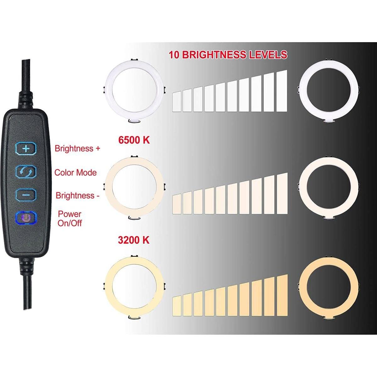 Luz de Anillo LED Vidpro RL-6 15.24 cm con Trípode y Control USB