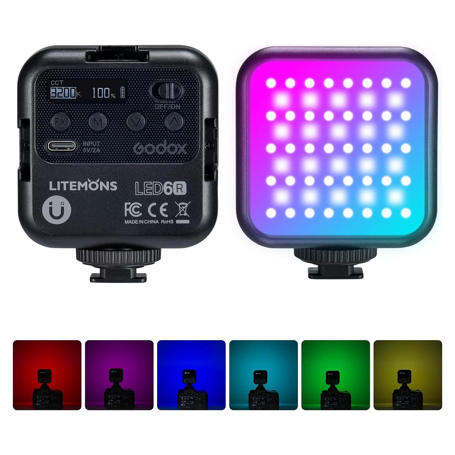 Godox LED6R Luz de Video RGB Portátil 360° 3200K-6500K