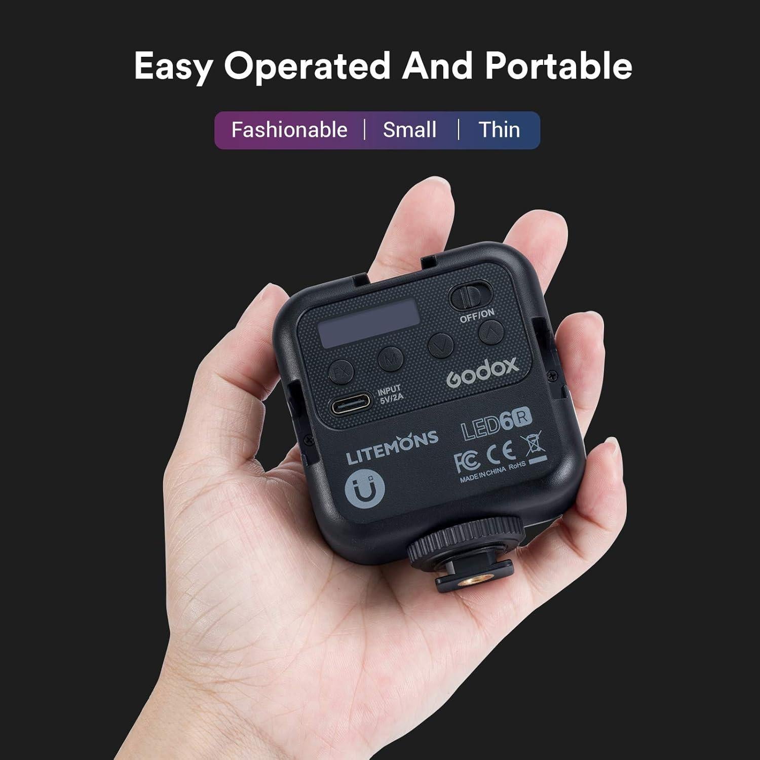 Godox LED6R Luz de Video RGB Portátil 360° 3200K-6500K