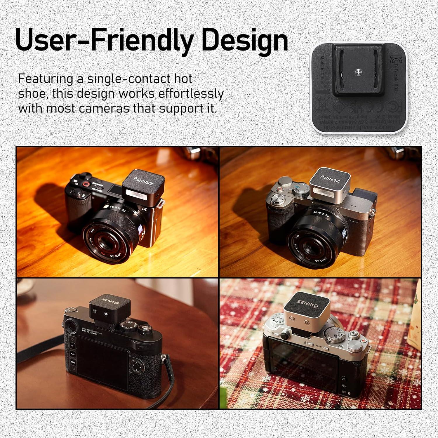 Flash Mini Speedlite ZENIKO ZF08 - Potencia Ajustable, Carga Tipo-C