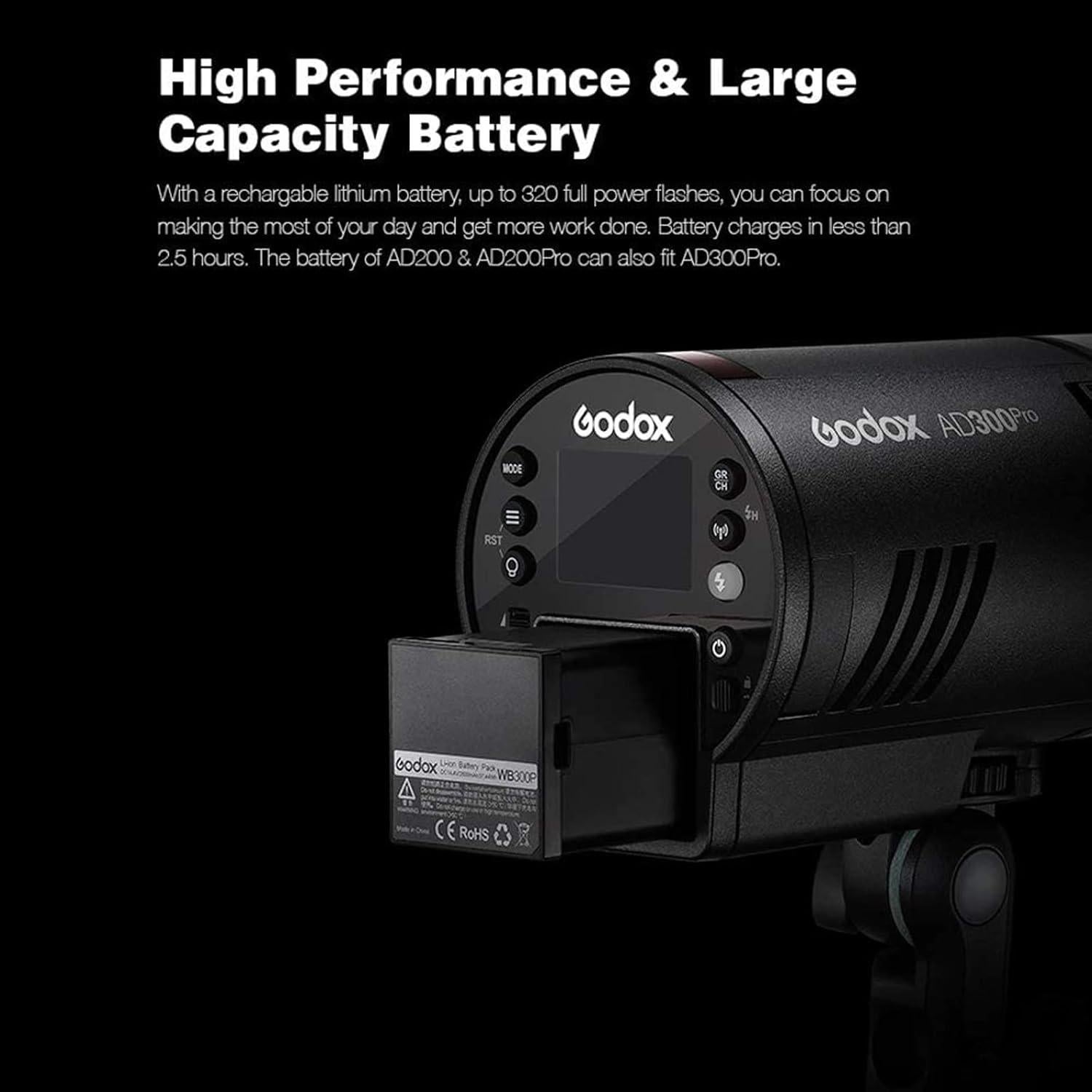 Flash Godox AD300 Pro 300W TTL Portátil con Batería 2600mAh