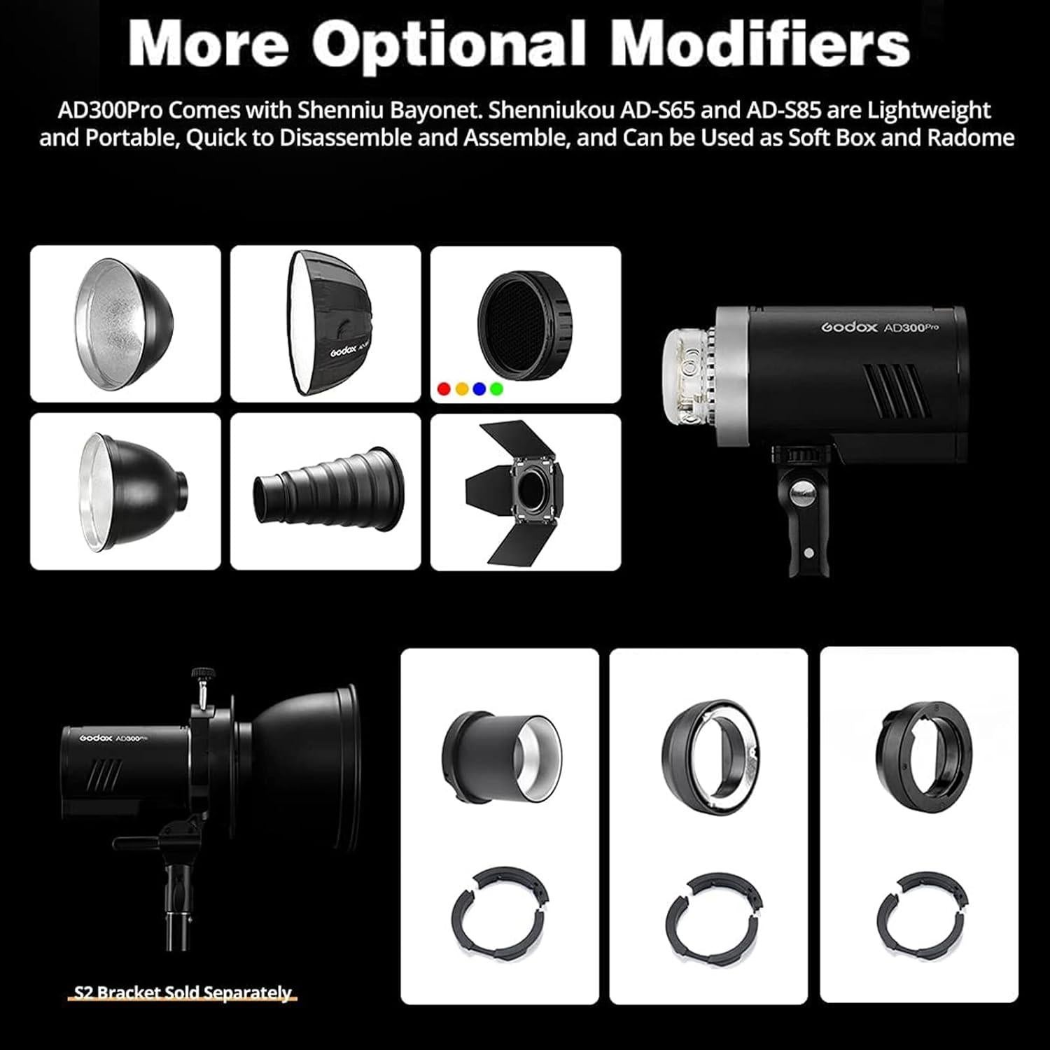 Flash Godox AD300 Pro 300W TTL Portátil con Batería 2600mAh