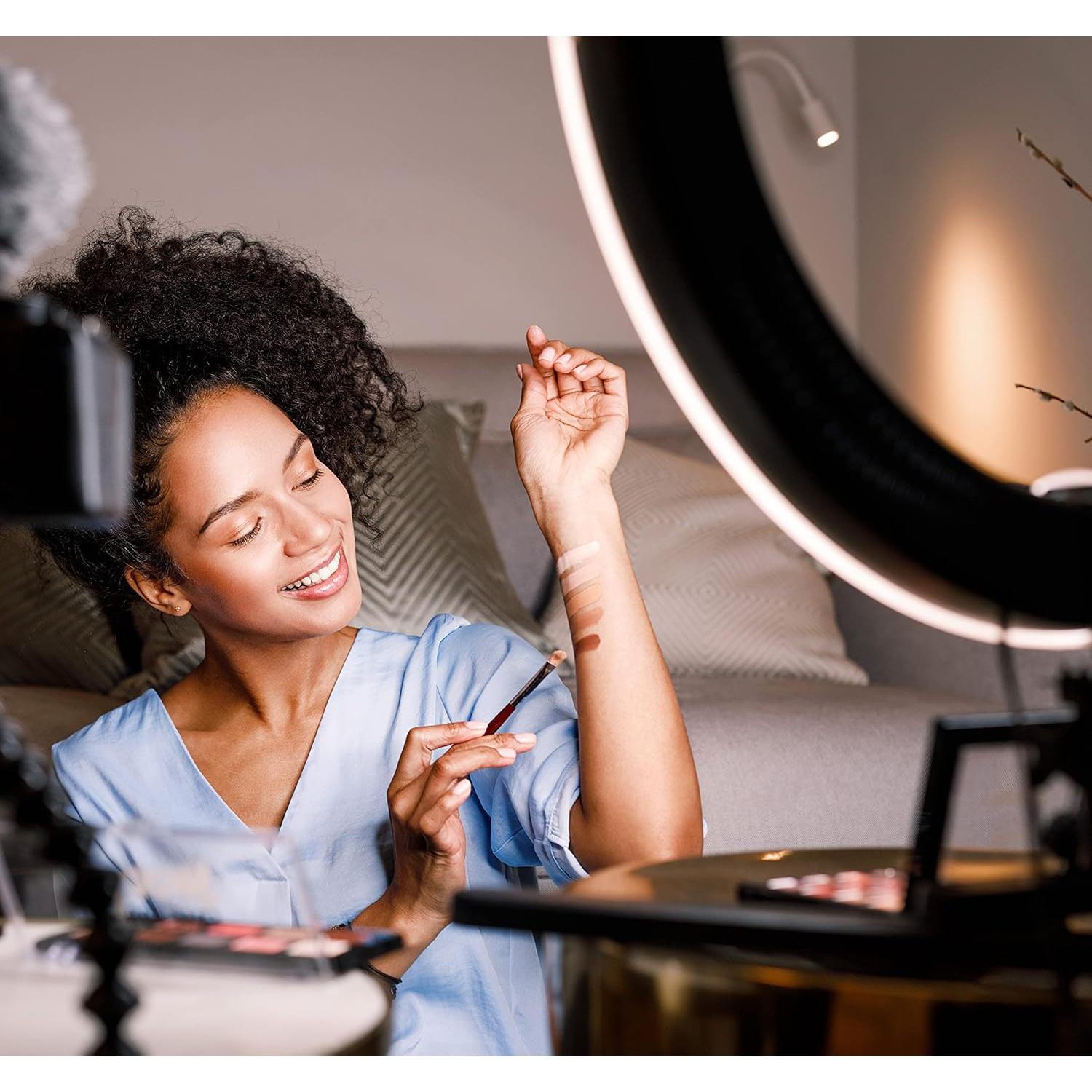 Luz de Anillo LED 30.48 cm AGOGO 24W con Trípode y Soporte