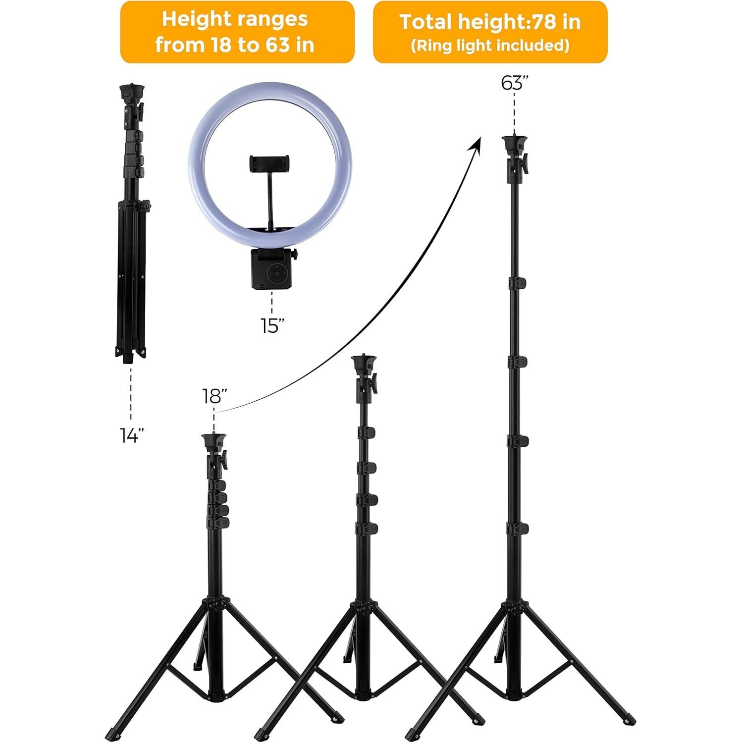 Luz de Anillo LED 30.48 cm AGOGO 24W con Trípode y Soporte