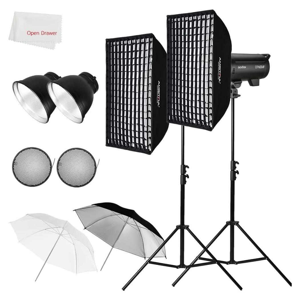 Kit de Luz Estroboscópica Godox DP600III con Softbox y Soporte
