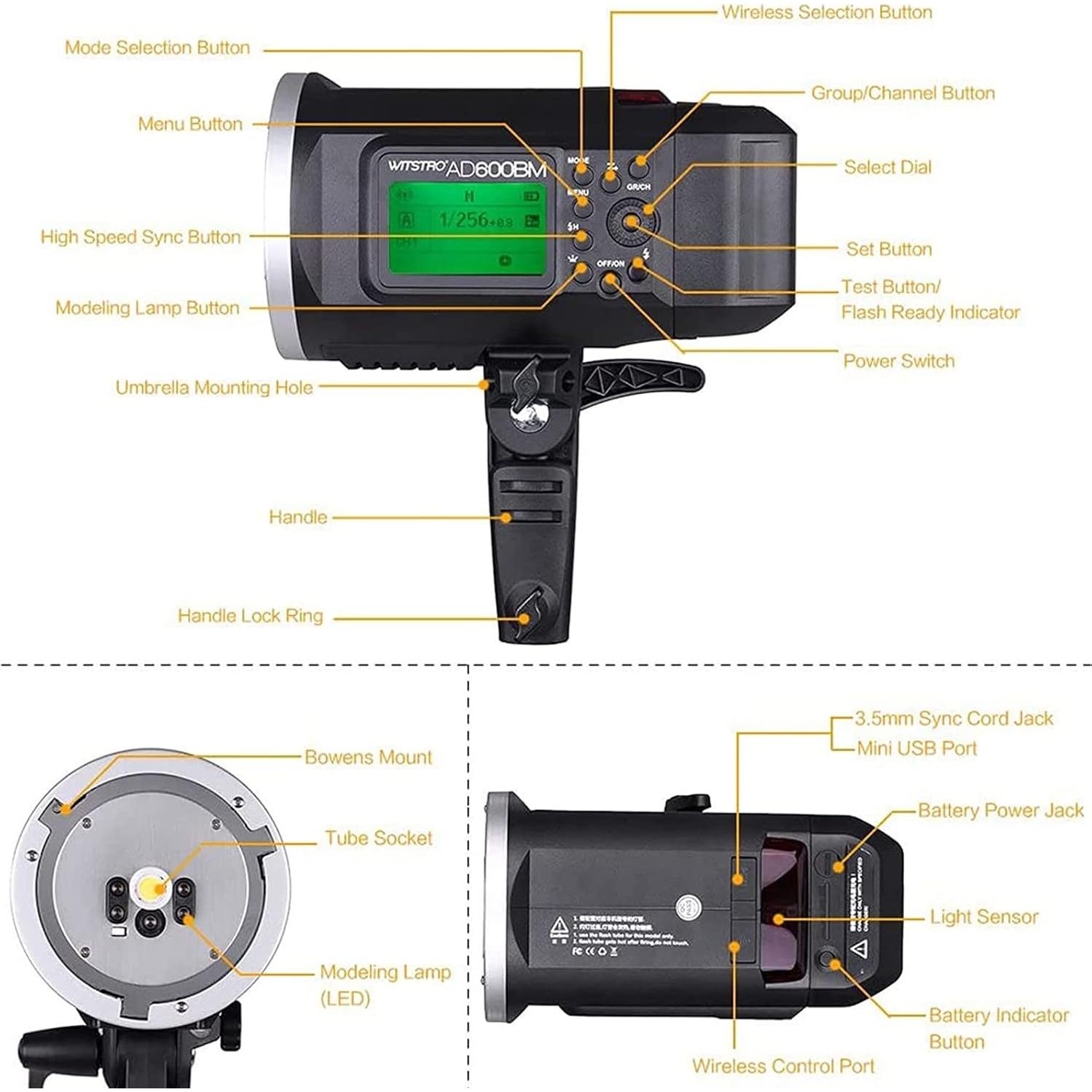 Flash Godox AD600BM 600Ws Montura Bowens Estudio HSS
