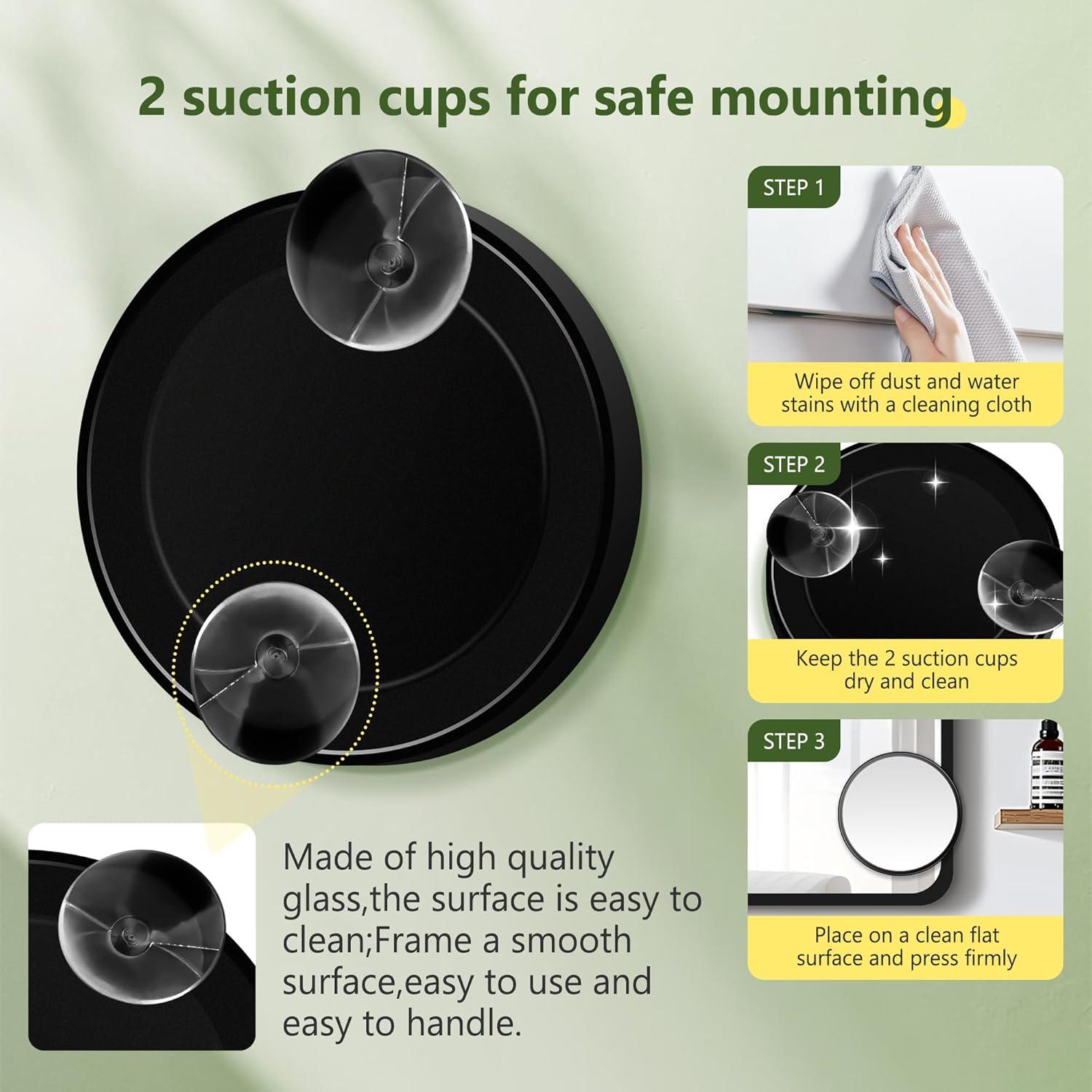 Espejo de Aumento 30X MIYADIVA Compacto Negro para Maquillaje