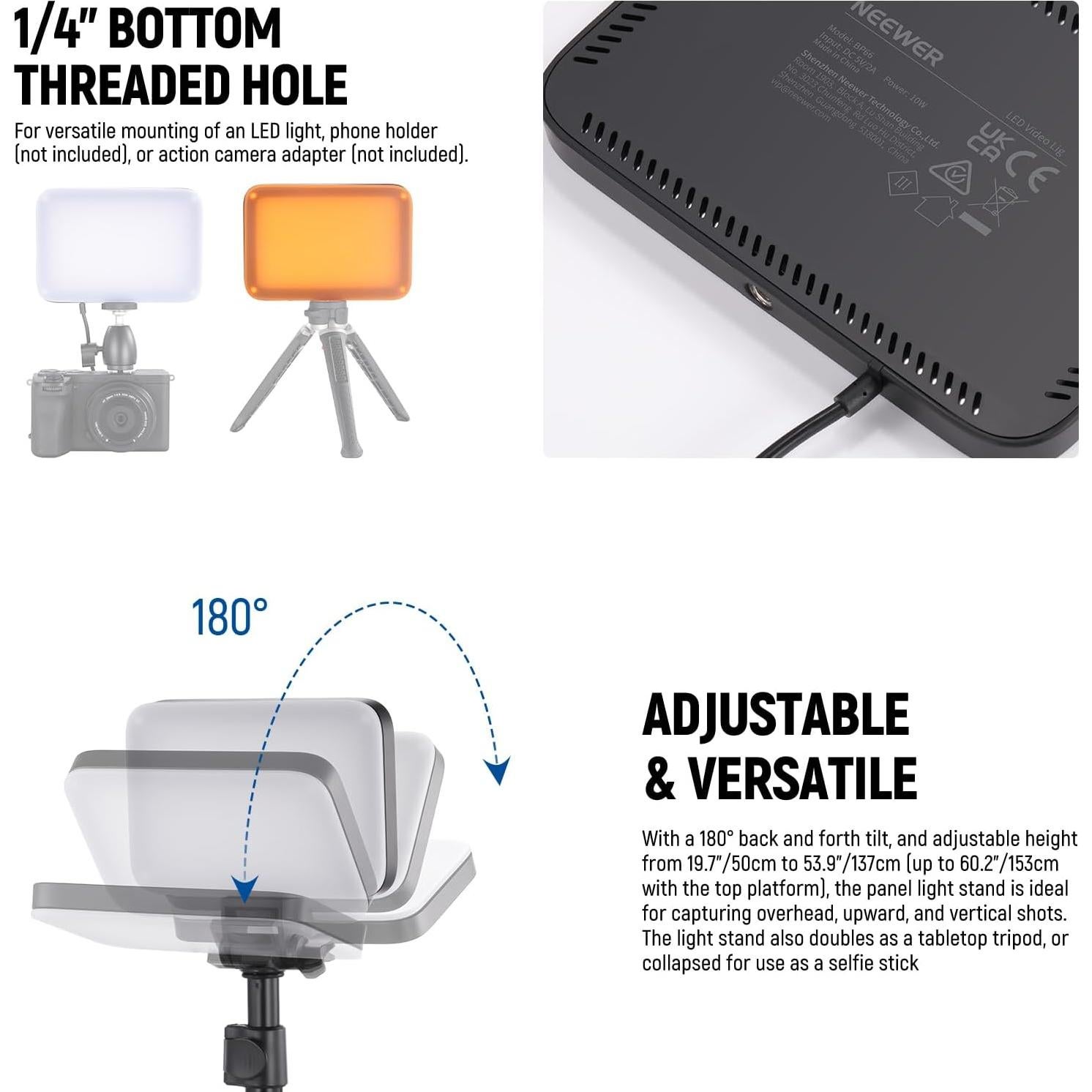 Kit de Iluminación LED Neewer BP66, 2 Luces Bi Color 3200K-5600K