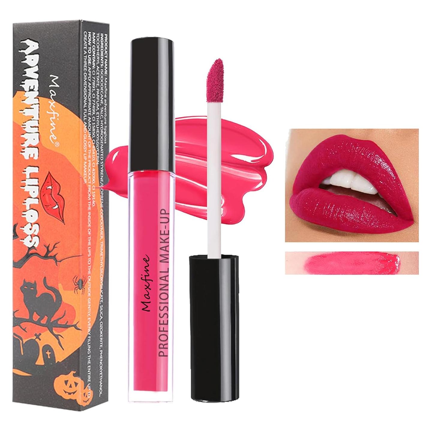 Pink Matte Liquid Lipstick Long-lasting 24h Waterproof Colored Lip Gloss,Bold Intense Vivid Color,High Pigmented Smudge Proof Non-stick Cup Lip Stain,Halloween Goth Party Body Face Painting(04# PINK)