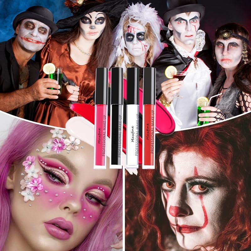 Pink Matte Liquid Lipstick Long-lasting 24h Waterproof Colored Lip Gloss,Bold Intense Vivid Color,High Pigmented Smudge Proof Non-stick Cup Lip Stain,Halloween Goth Party Body Face Painting(04# PINK)