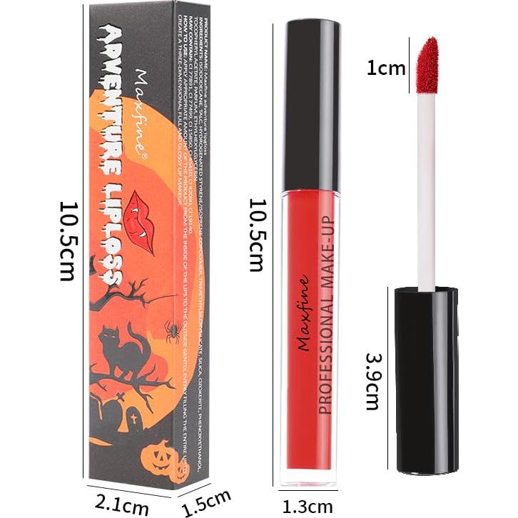 Pink Matte Liquid Lipstick Long-lasting 24h Waterproof Colored Lip Gloss,Bold Intense Vivid Color,High Pigmented Smudge Proof Non-stick Cup Lip Stain,Halloween Goth Party Body Face Painting(04# PINK)