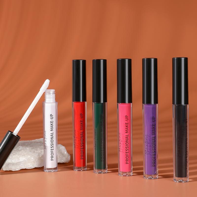 Pink Matte Liquid Lipstick Long-lasting 24h Waterproof Colored Lip Gloss,Bold Intense Vivid Color,High Pigmented Smudge Proof Non-stick Cup Lip Stain,Halloween Goth Party Body Face Painting(04# PINK)