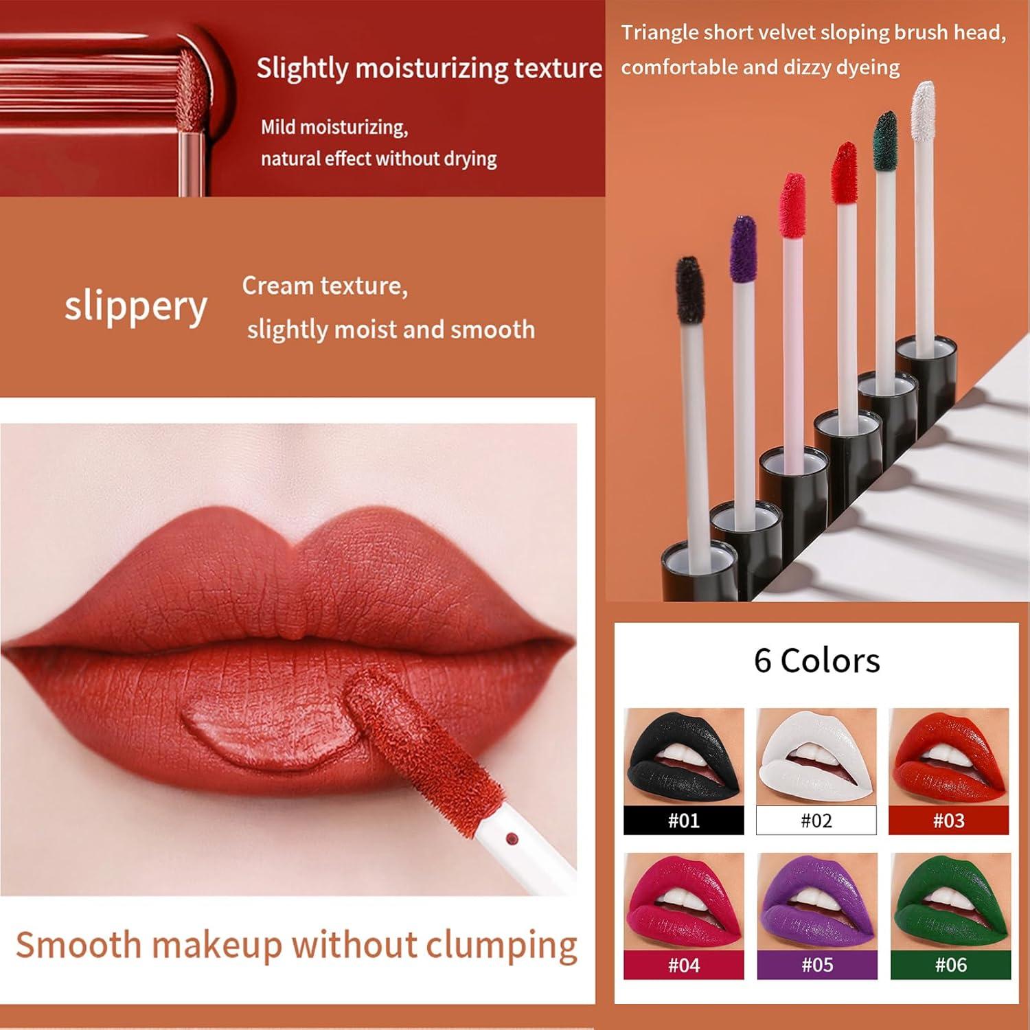 Pink Matte Liquid Lipstick Long-lasting 24h Waterproof Colored Lip Gloss,Bold Intense Vivid Color,High Pigmented Smudge Proof Non-stick Cup Lip Stain,Halloween Goth Party Body Face Painting(04# PINK)