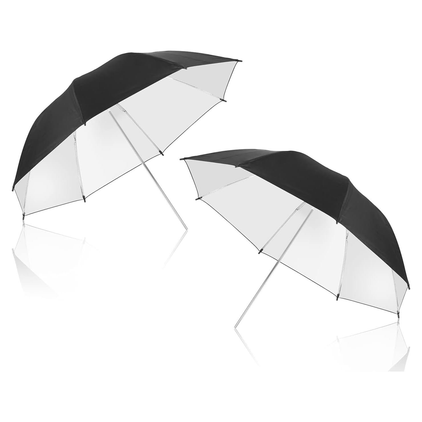 EMART 2 Pack 33inch Professional Photography Studio Photo Lighting Flash Reflective Black/Silver Umbrella