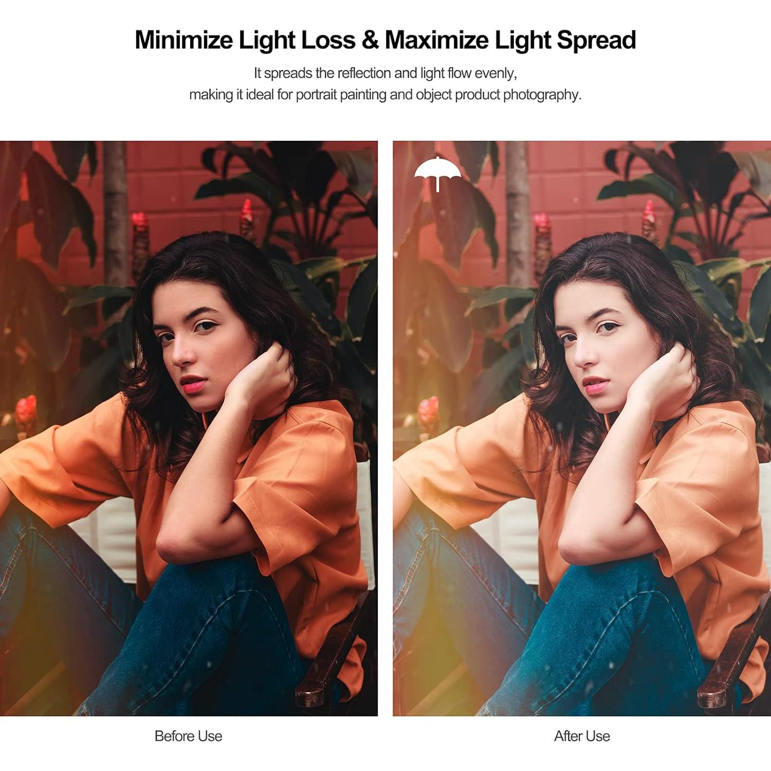 EMART 2 Pack 33inch Professional Photography Studio Photo Lighting Flash Reflective Black/Silver Umbrella