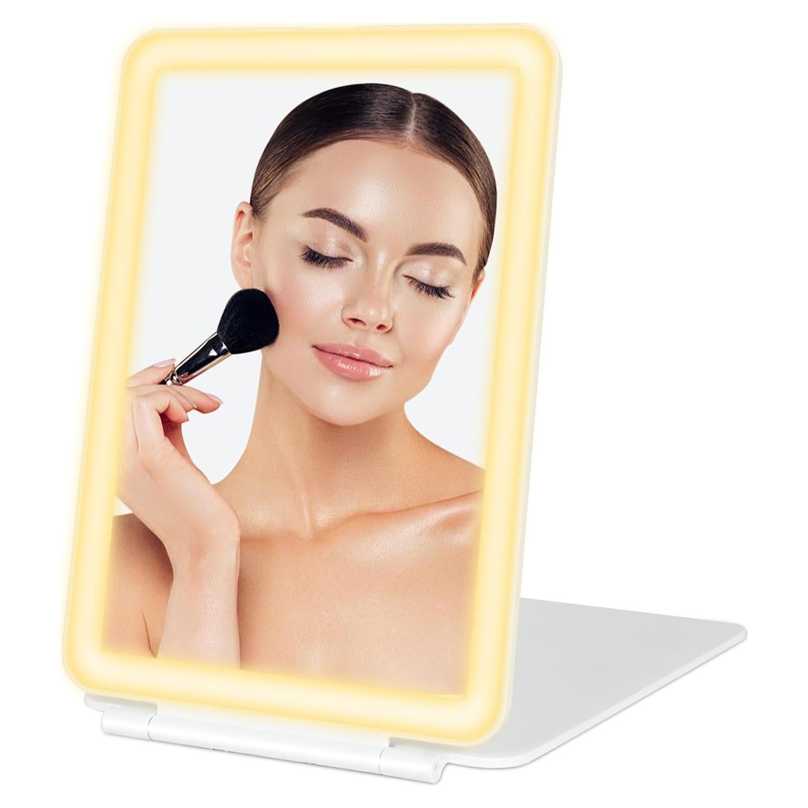 Espejo de Viaje Dec.Metu 20x13 cm 72 LEDs 3 Colores Luz