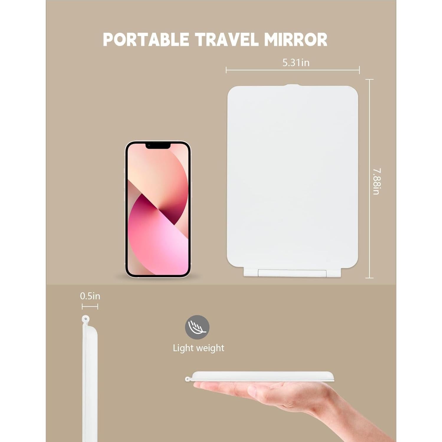 Espejo de Viaje Dec.Metu 20x13 cm 72 LEDs 3 Colores Luz