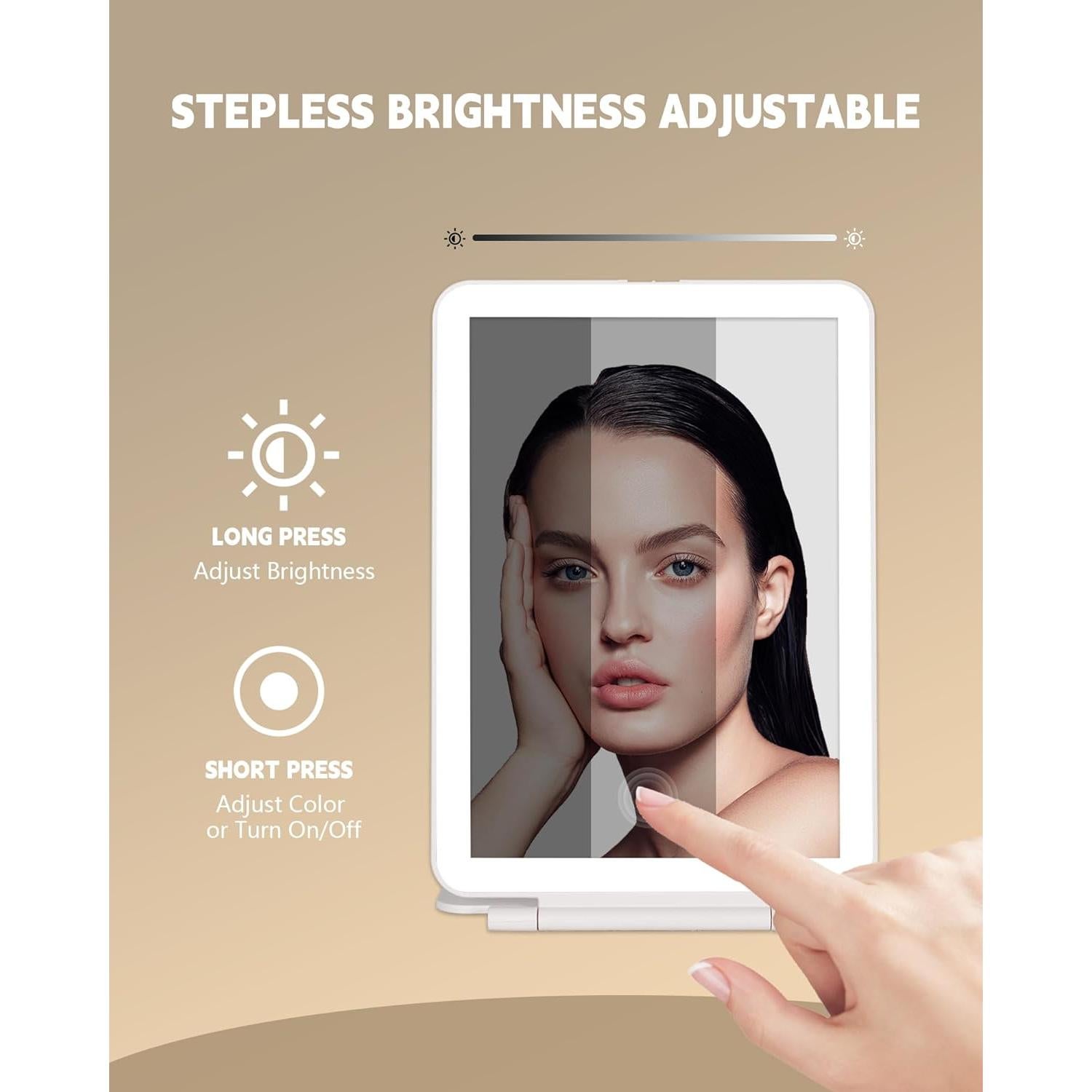 Espejo de Viaje Dec.Metu 20x13 cm 72 LEDs 3 Colores Luz