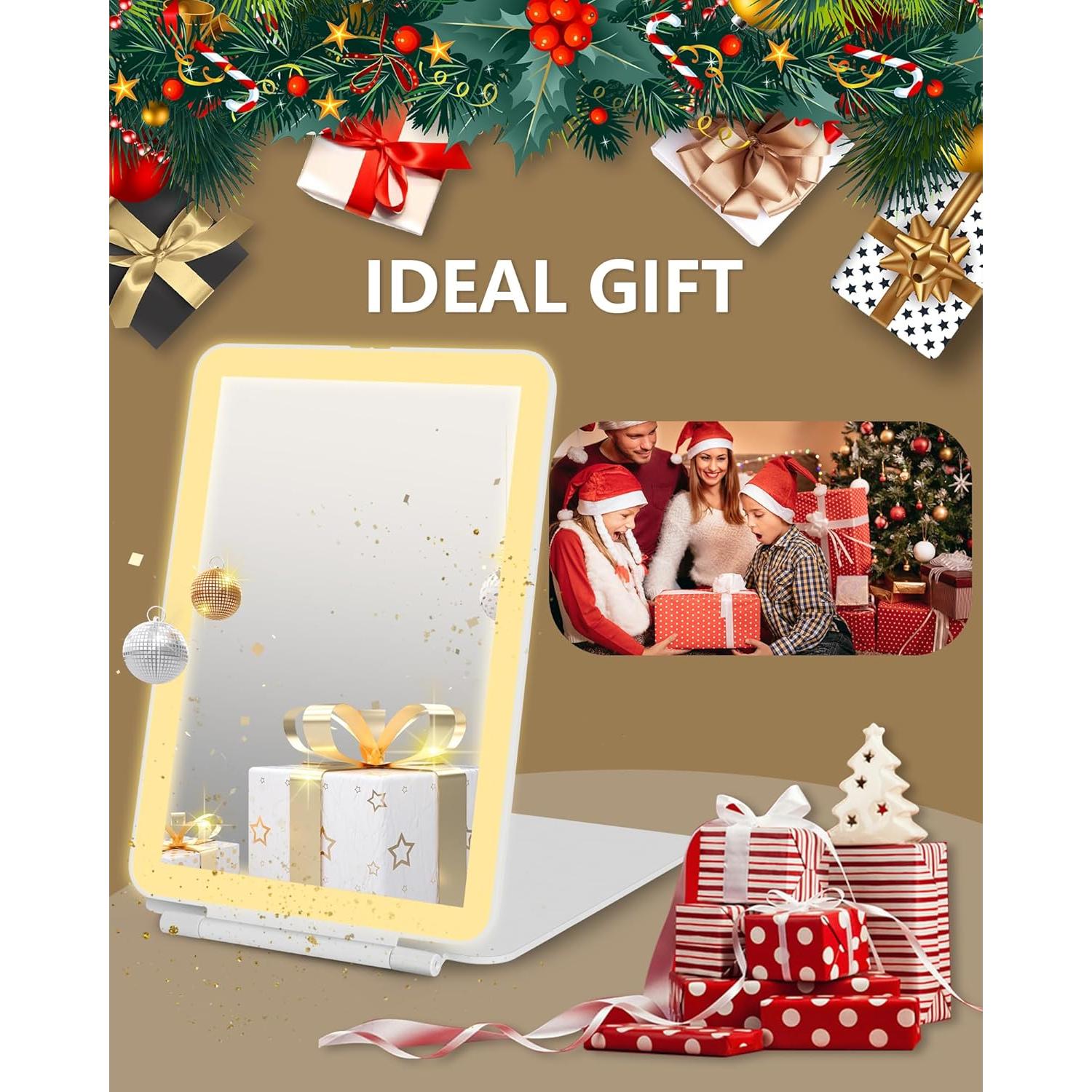 Espejo de Viaje Dec.Metu 20x13 cm 72 LEDs 3 Colores Luz